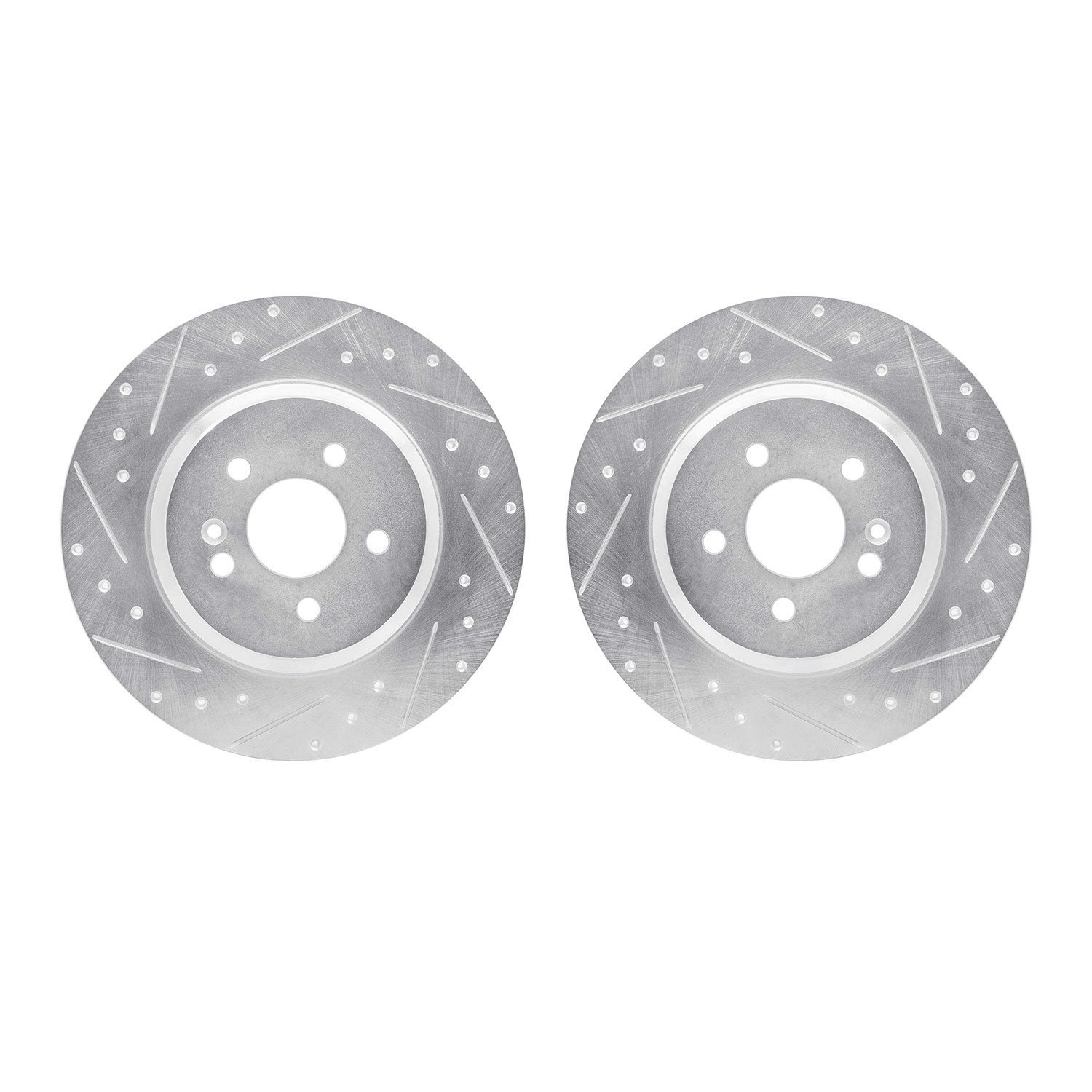 7002-63132 Drilled/Slotted Brake Rotors [Silver], 2000-2005 Mercedes-Benz, Position: Rear