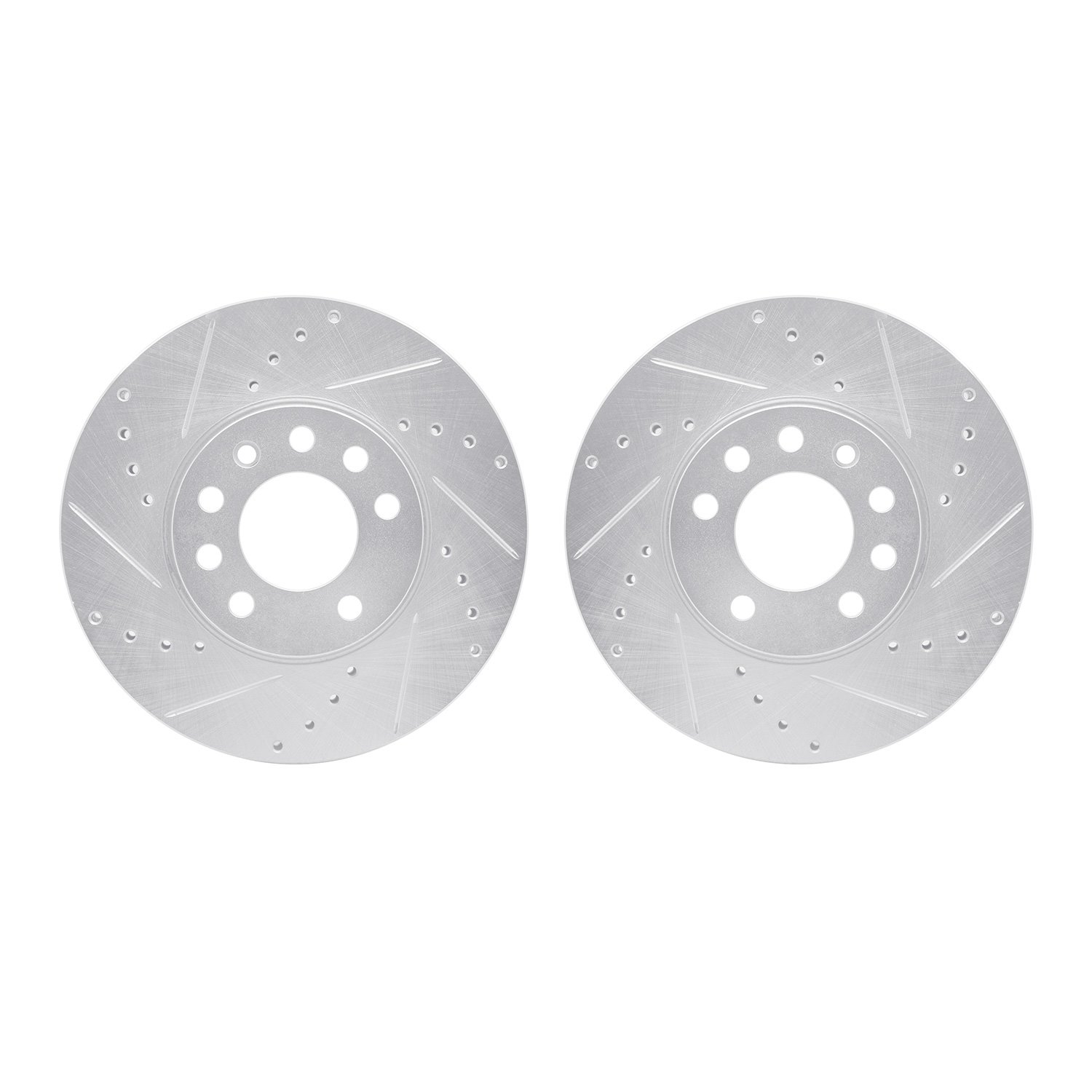 7002-65000 Drilled/Slotted Brake Rotors [Silver], 2003-2011 GM, Position: Front