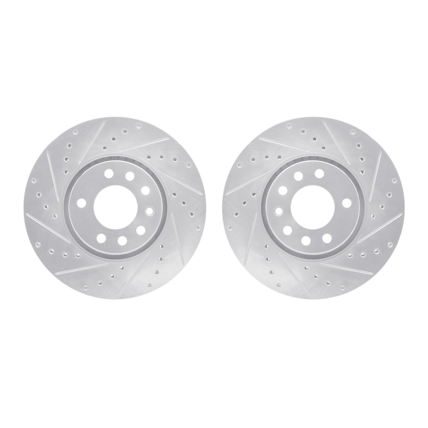 7002-65001 Drilled/Slotted Brake Rotors [Silver], 2003-2011 GM, Position: Front