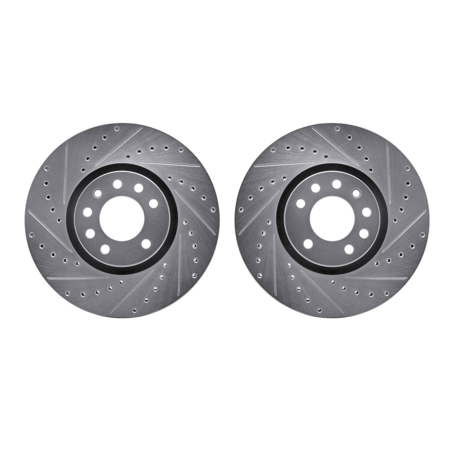 7002-65002 Drilled/Slotted Brake Rotors [Silver], 2003-2011 GM, Position: Front