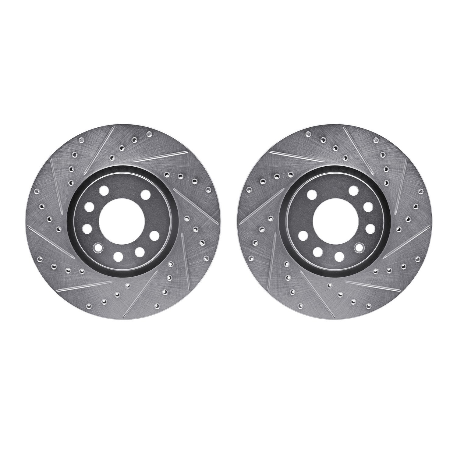 7002-65003 Drilled/Slotted Brake Rotors [Silver], 1999-2010 GM, Position: Front