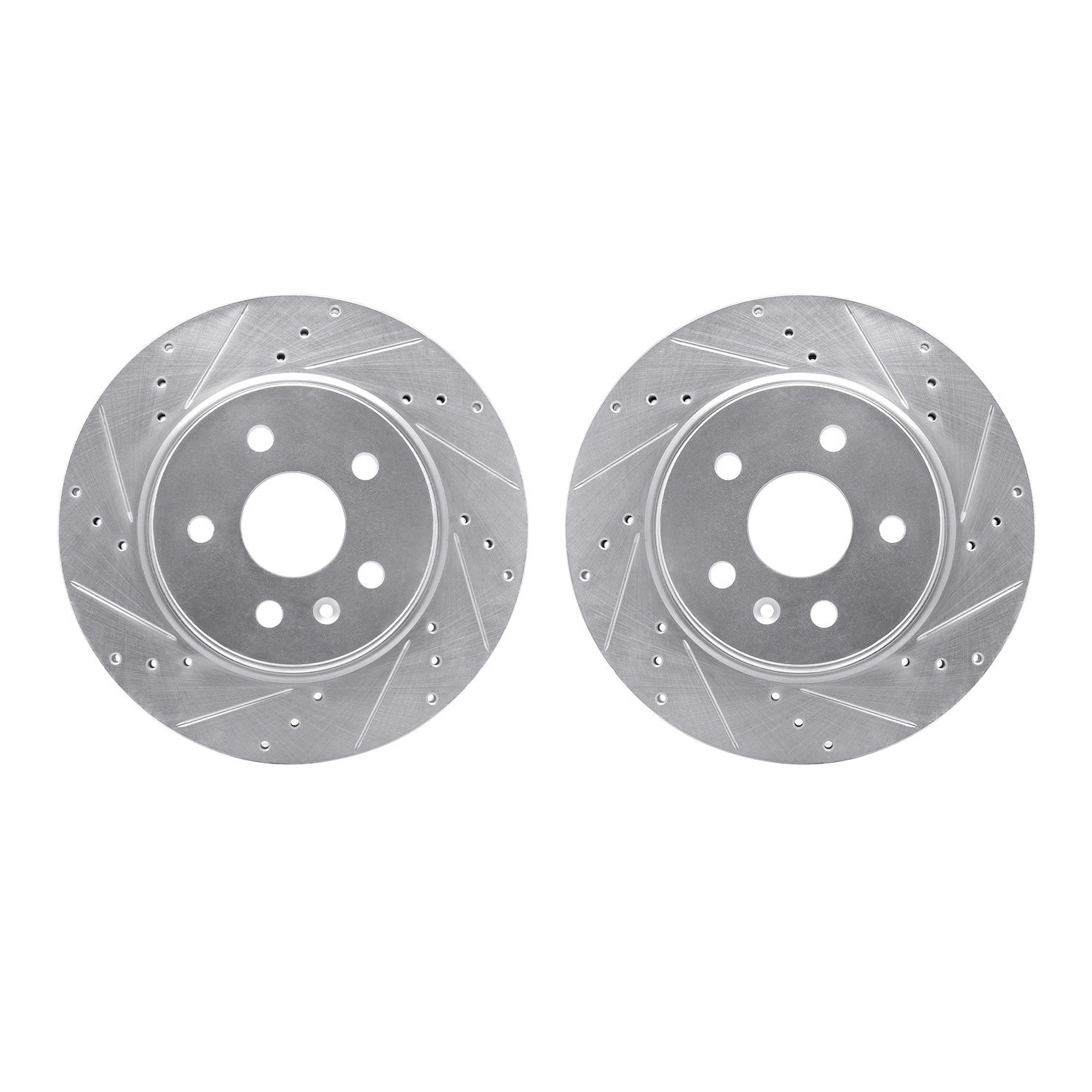 7002-65015 Drilled/Slotted Brake Rotors [Silver], Fits Select GM, Position: Rear