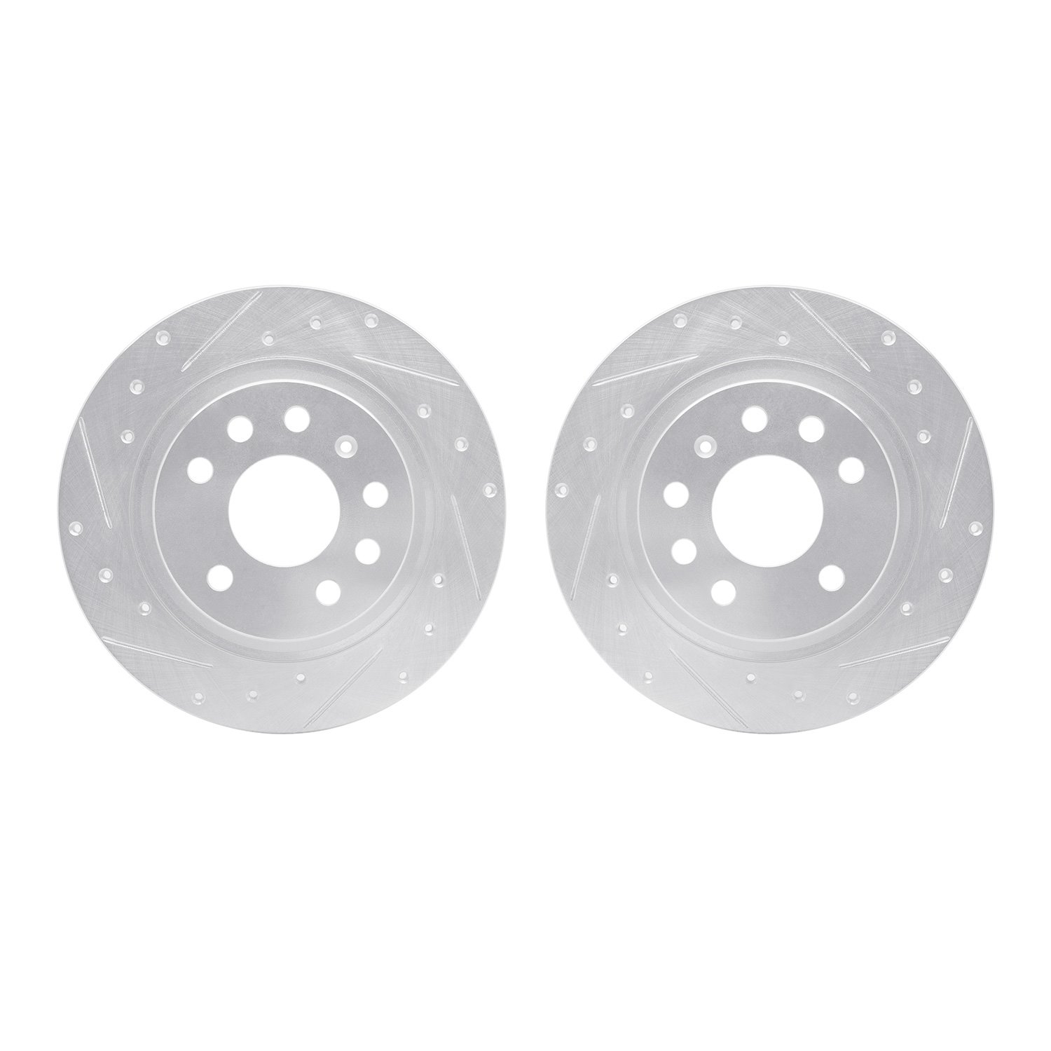 7002-65016 Drilled/Slotted Brake Rotors [Silver], 2003-2011 GM, Position: Rear