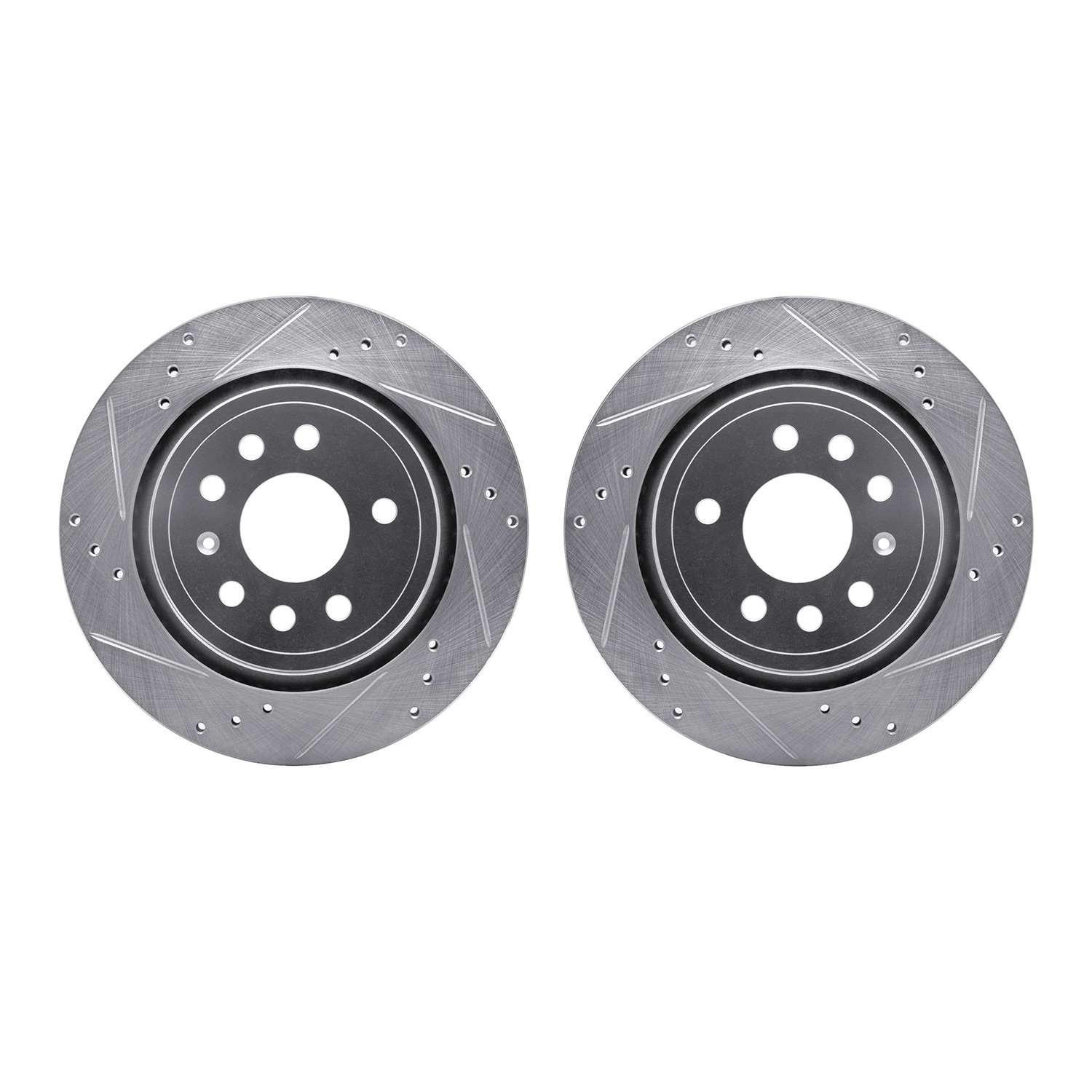 7002-65017 Drilled/Slotted Brake Rotors [Silver], 2003-2011 GM, Position: Rear