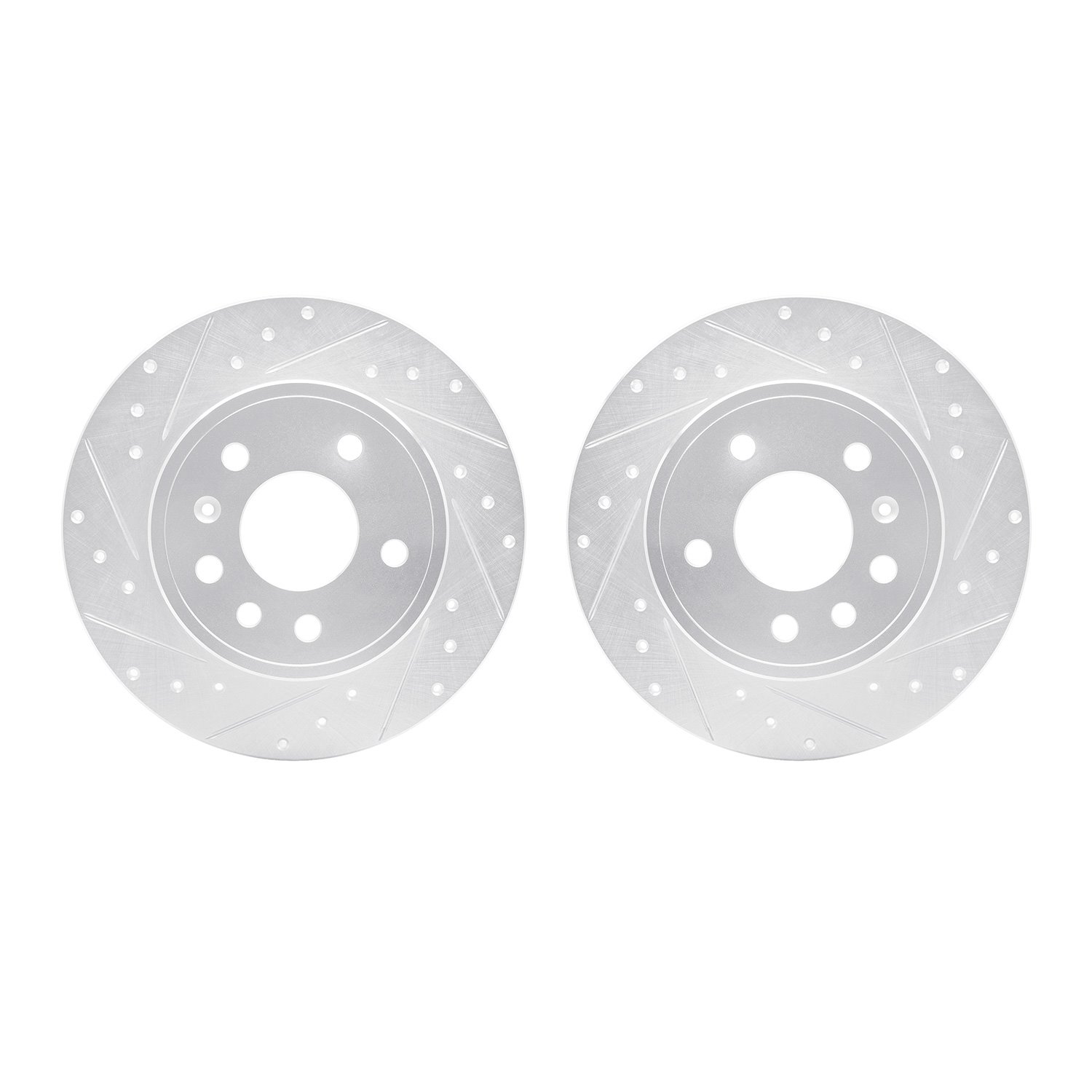 7002-65018 Drilled/Slotted Brake Rotors [Silver], 1997-2008 GM, Position: Rear