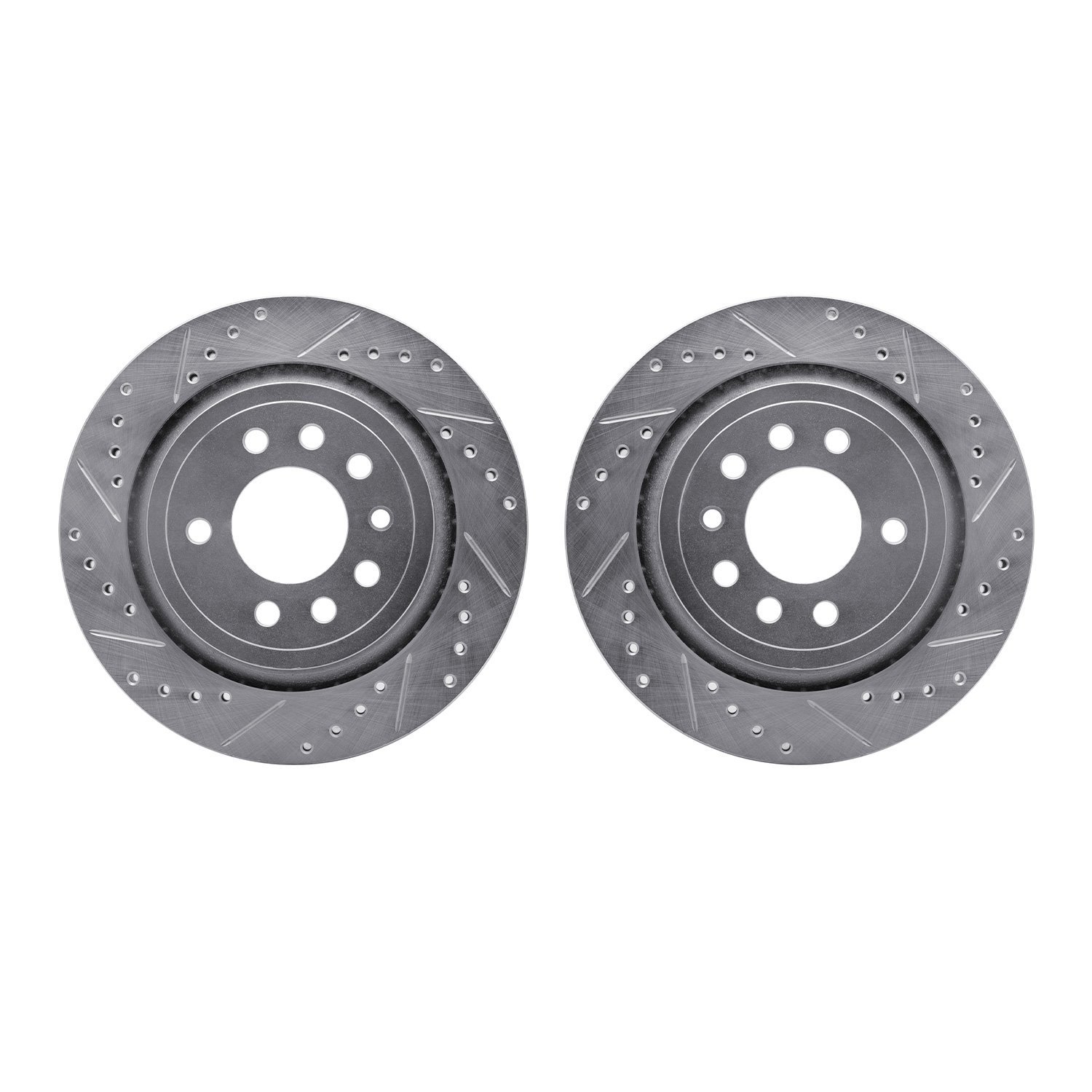 7002-65019 Drilled/Slotted Brake Rotors [Silver], 2008-2011 GM, Position: Rear