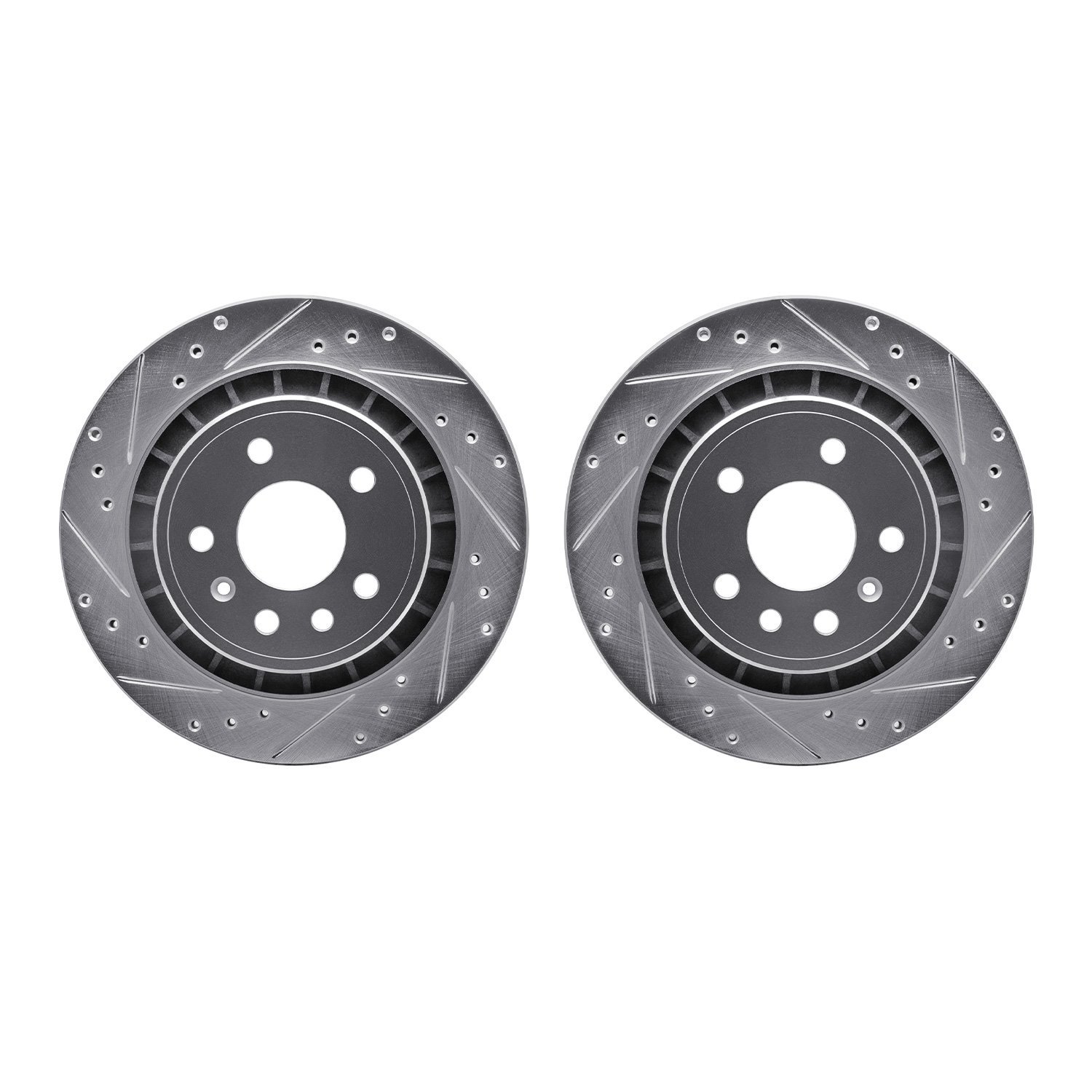 7002-65021 Drilled/Slotted Brake Rotors [Silver], 2002-2010 GM, Position: Rear