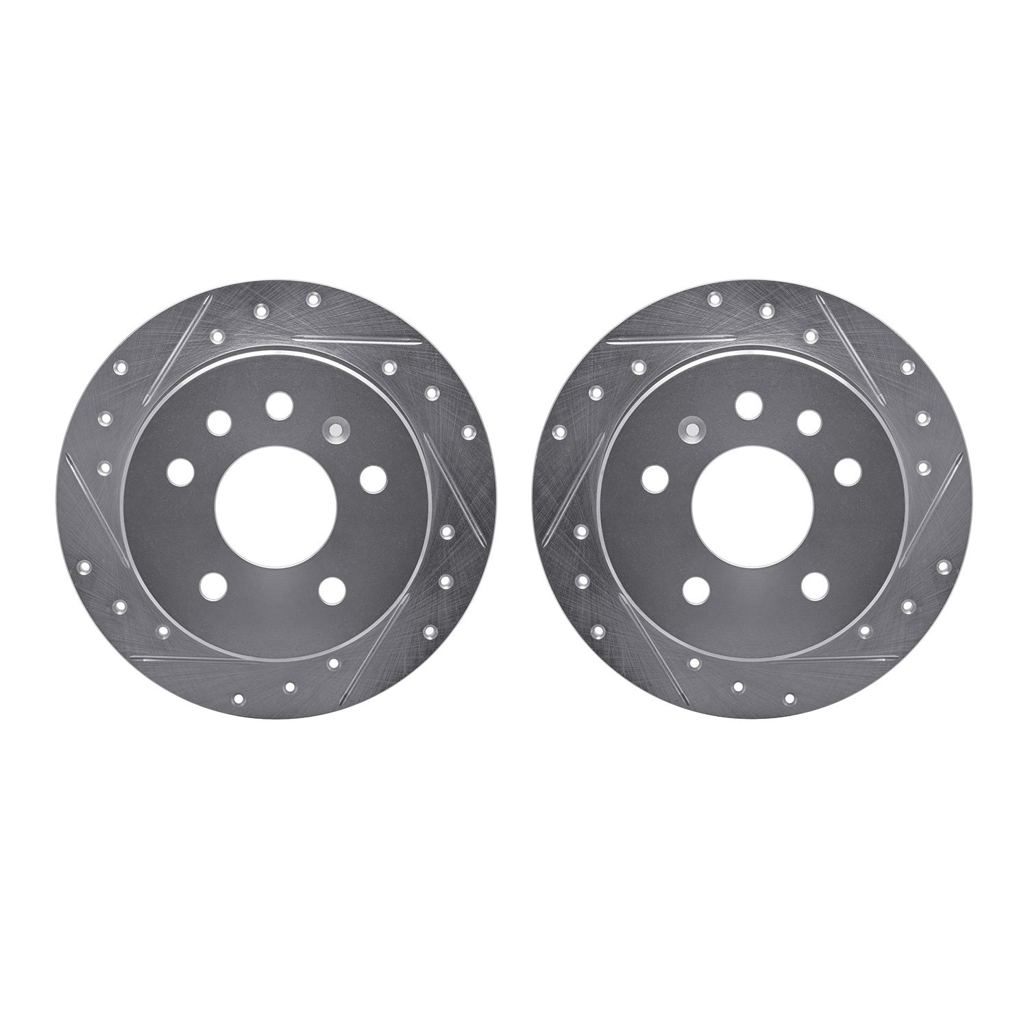 7002-65023 Drilled/Slotted Brake Rotors [Silver], 1994-1996 GM, Position: Rear
