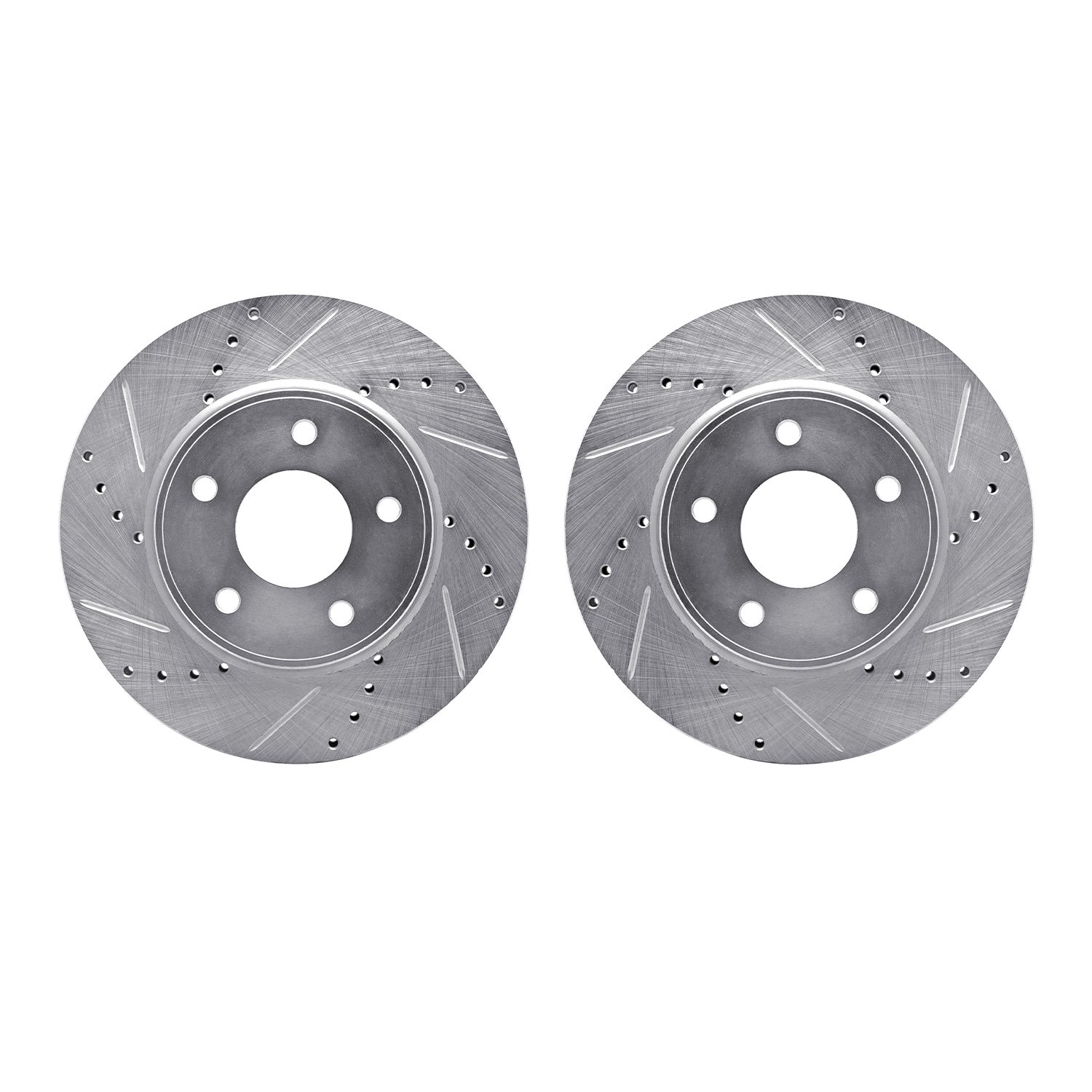 7002-67000 Drilled/Slotted Brake Rotors [Silver], Fits Select Multiple Makes/Models, Position: Front
