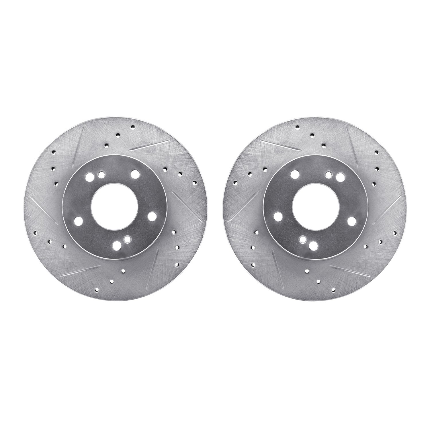 7002-67004 Drilled/Slotted Brake Rotors [Silver], 1989-1999 Infiniti/Nissan, Position: Front