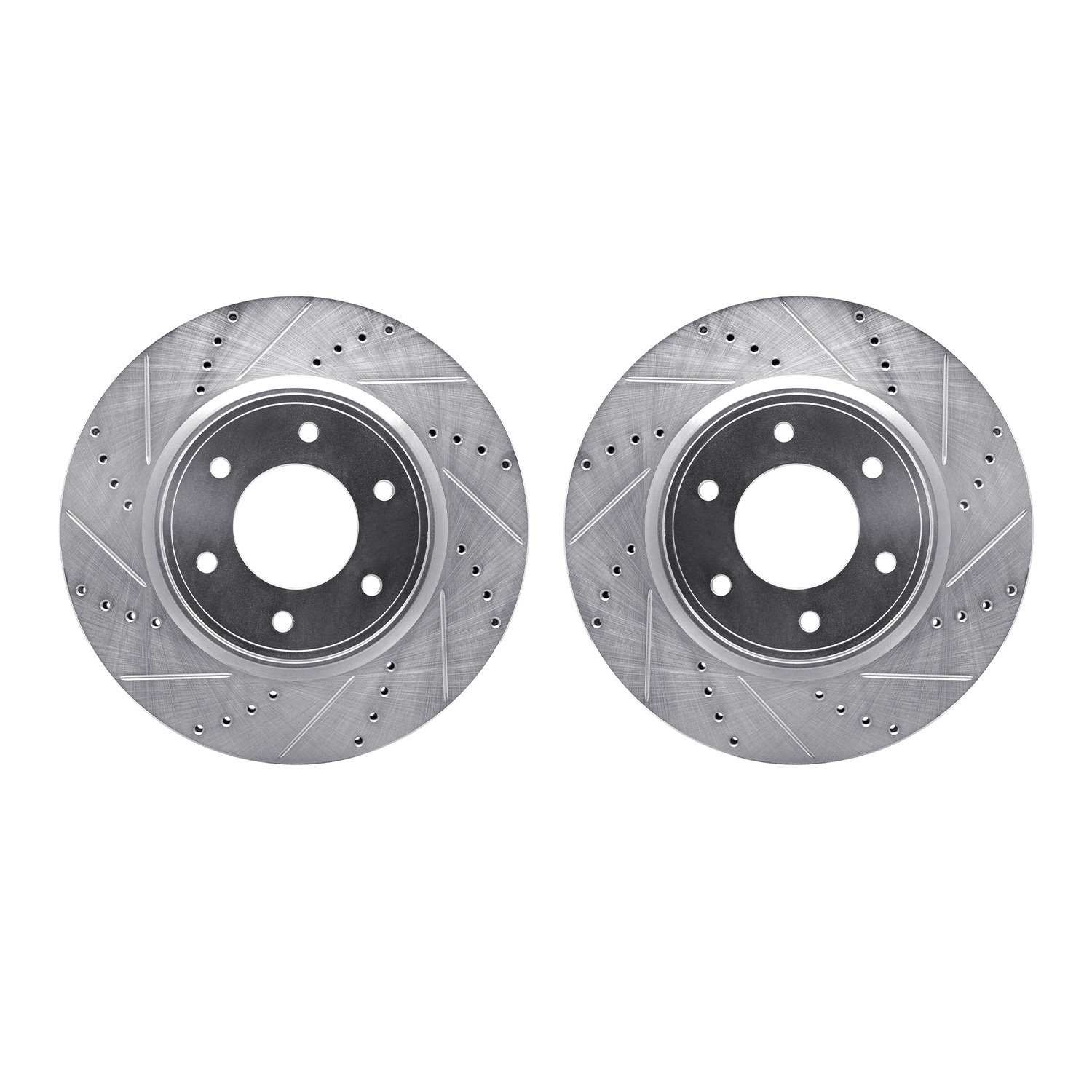 7002-67014 Drilled/Slotted Brake Rotors [Silver], Fits Select Infiniti/Nissan, Position: Front