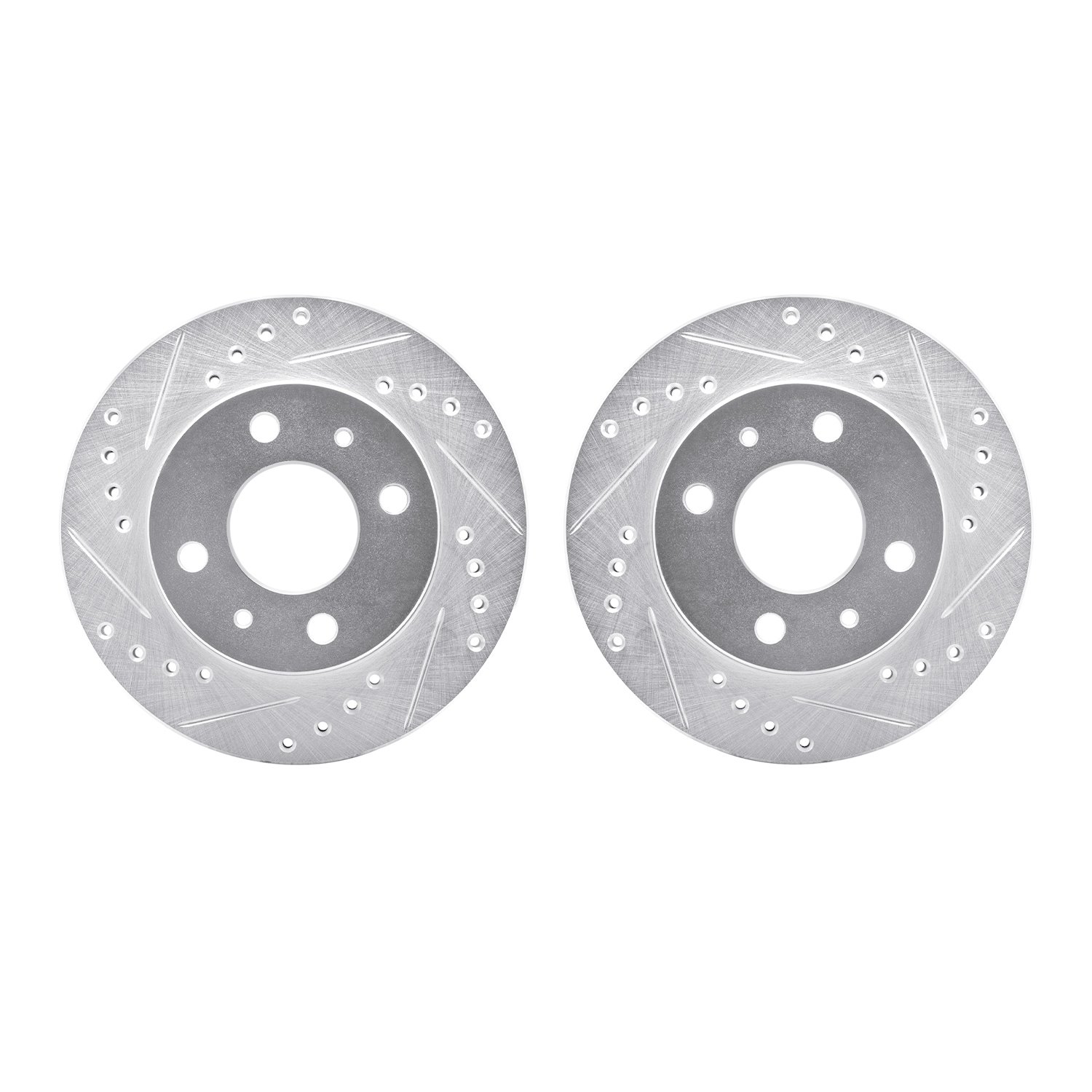 7002-67021 Drilled/Slotted Brake Rotors [Silver], 1995-2000 Infiniti/Nissan, Position: Front