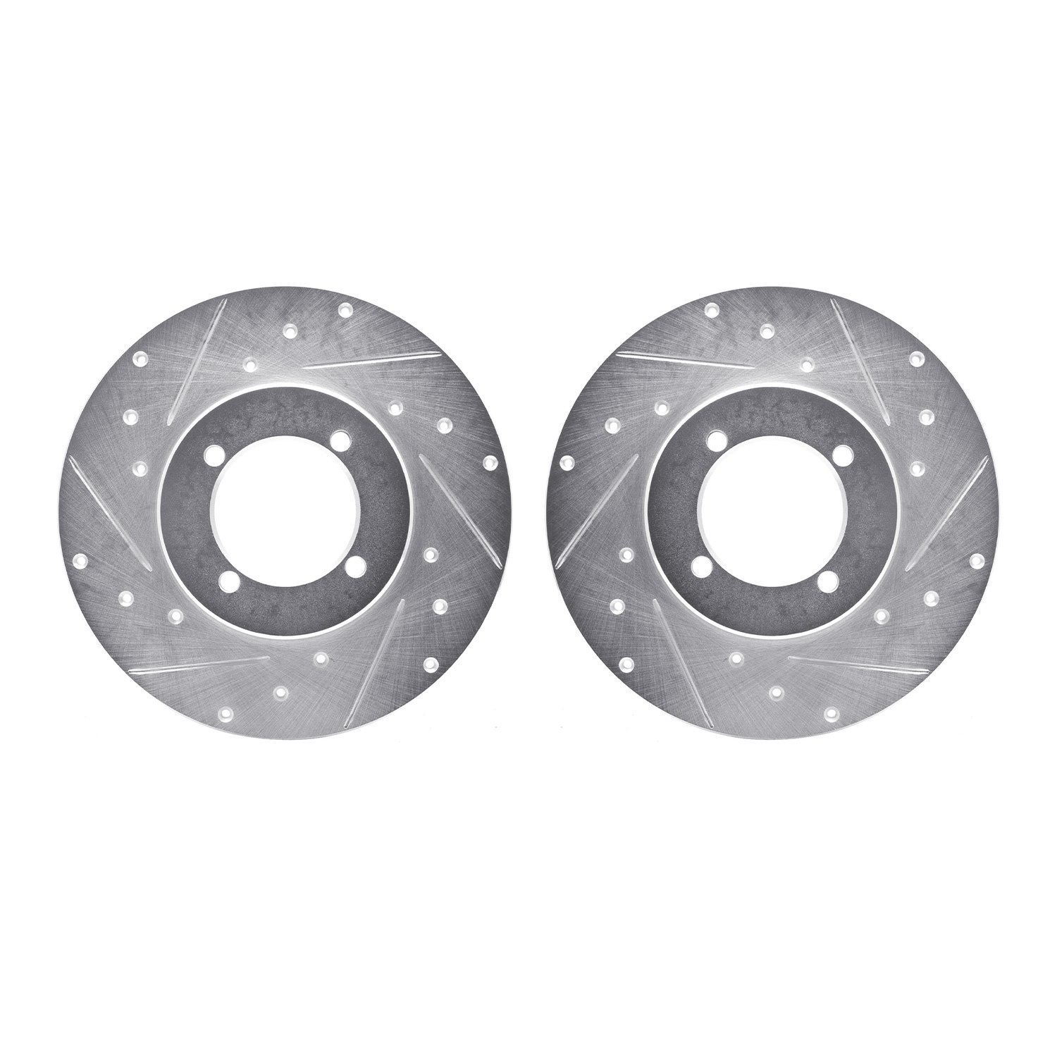 7002-67027 Drilled/Slotted Brake Rotors [Silver], 1974-1978 Infiniti/Nissan, Position: Front