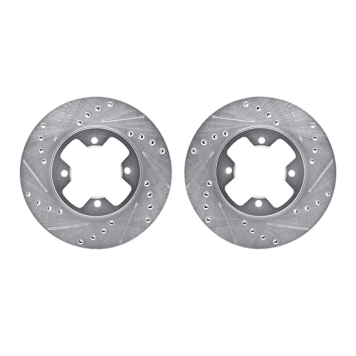 7002-67028 Drilled/Slotted Brake Rotors [Silver], 1979-1983 Infiniti/Nissan, Position: Front