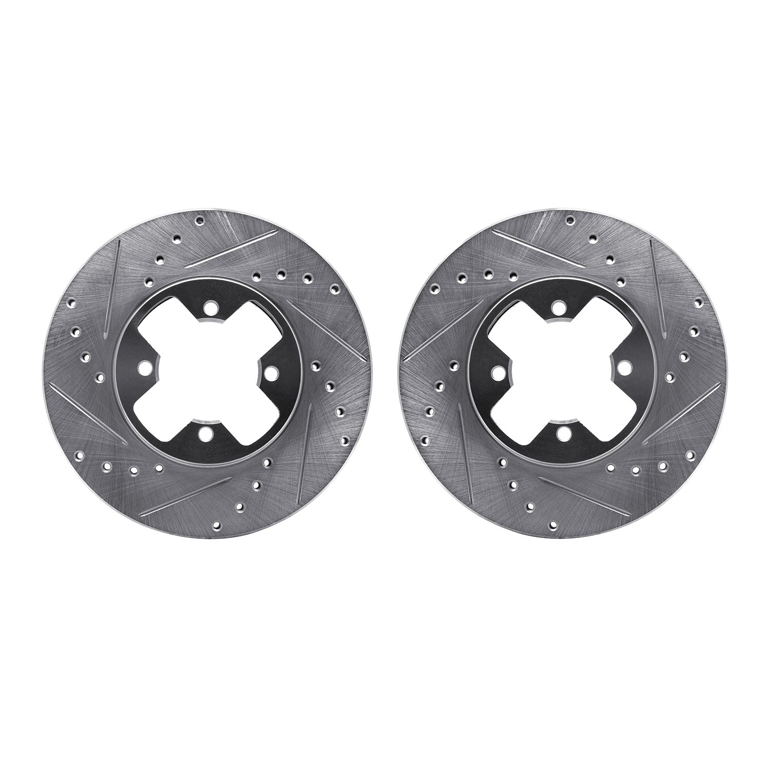 7002-67029 Drilled/Slotted Brake Rotors [Silver], 1984-1985 Infiniti/Nissan, Position: Front