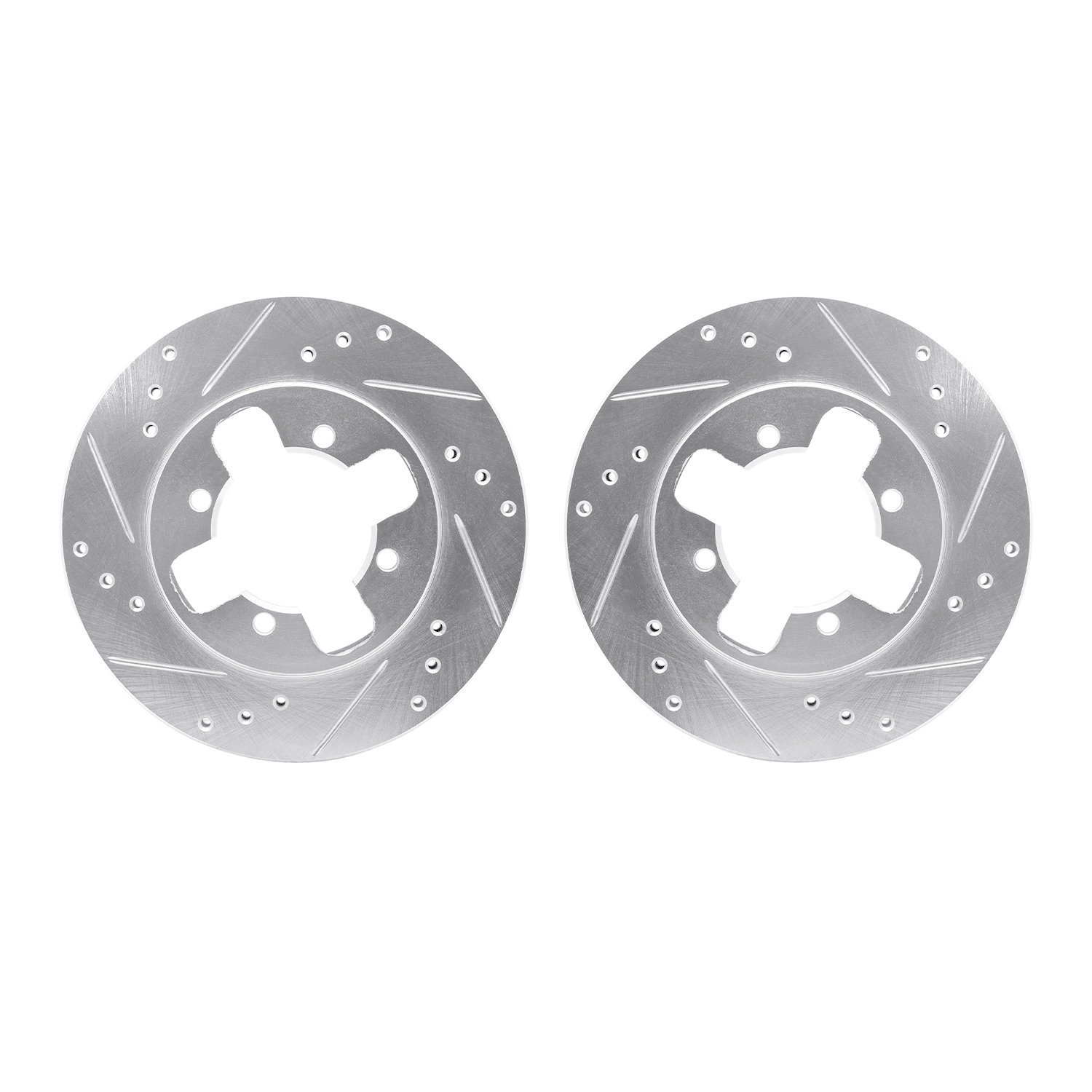 7002-67030 Drilled/Slotted Brake Rotors [Silver], 1984-1986 Infiniti/Nissan, Position: Front