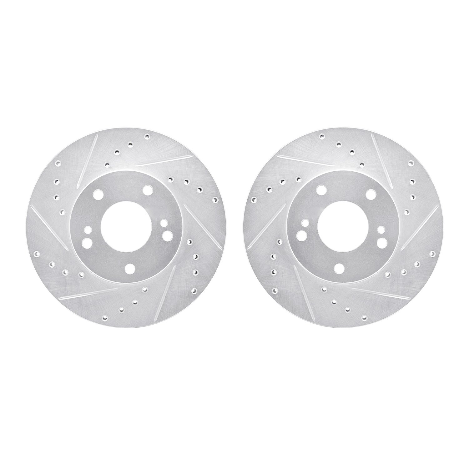 7002-67031 Drilled/Slotted Brake Rotors [Silver], 1989-1990 Infiniti/Nissan, Position: Front