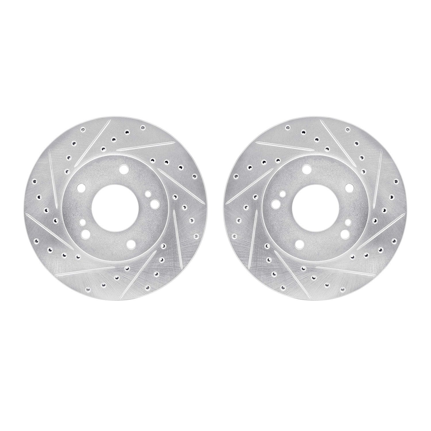 7002-67033 Drilled/Slotted Brake Rotors [Silver], 1987-1989 Infiniti/Nissan, Position: Front