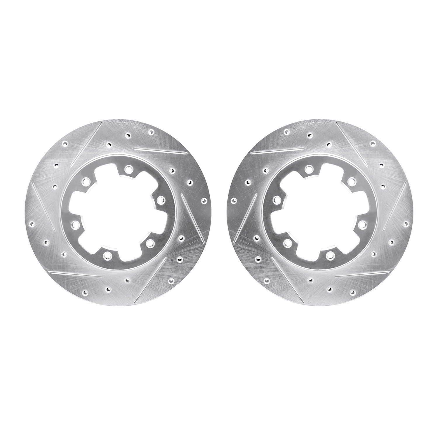 7002-67042 Drilled/Slotted Brake Rotors [Silver], 1983-1985 Infiniti/Nissan, Position: Front