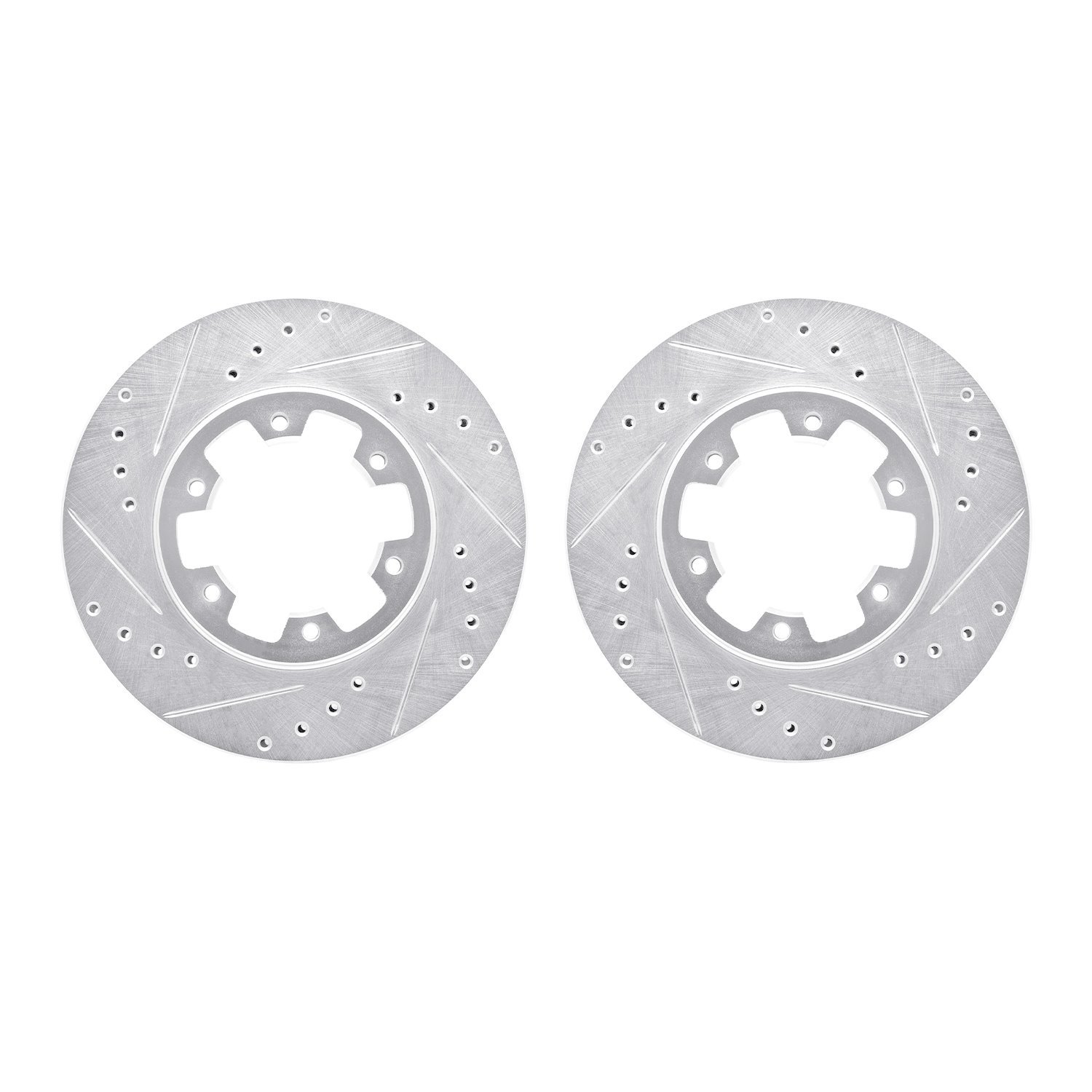 7002-67043 Drilled/Slotted Brake Rotors [Silver], 1985-2002 Infiniti/Nissan, Position: Front