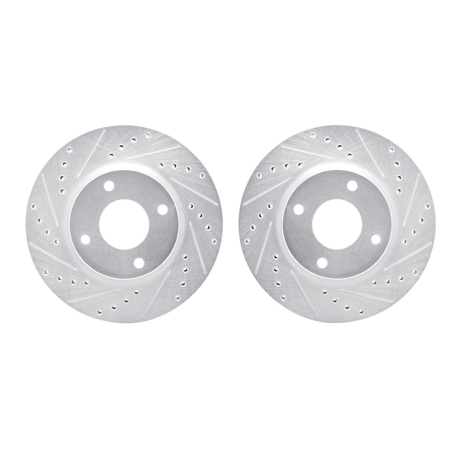 7002-67047 Drilled/Slotted Brake Rotors [Silver], 2007-2014 Infiniti/Nissan, Position: Front