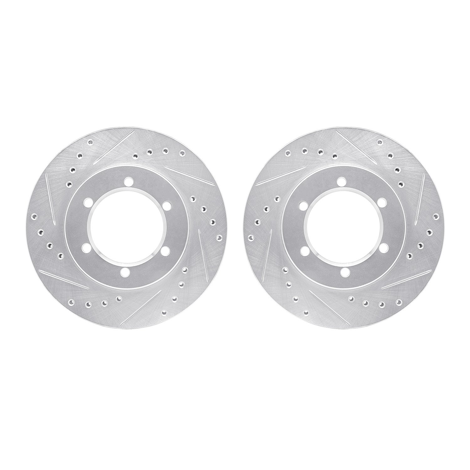7002-67048 Drilled/Slotted Brake Rotors [Silver], 1998-2015 Infiniti/Nissan, Position: Front