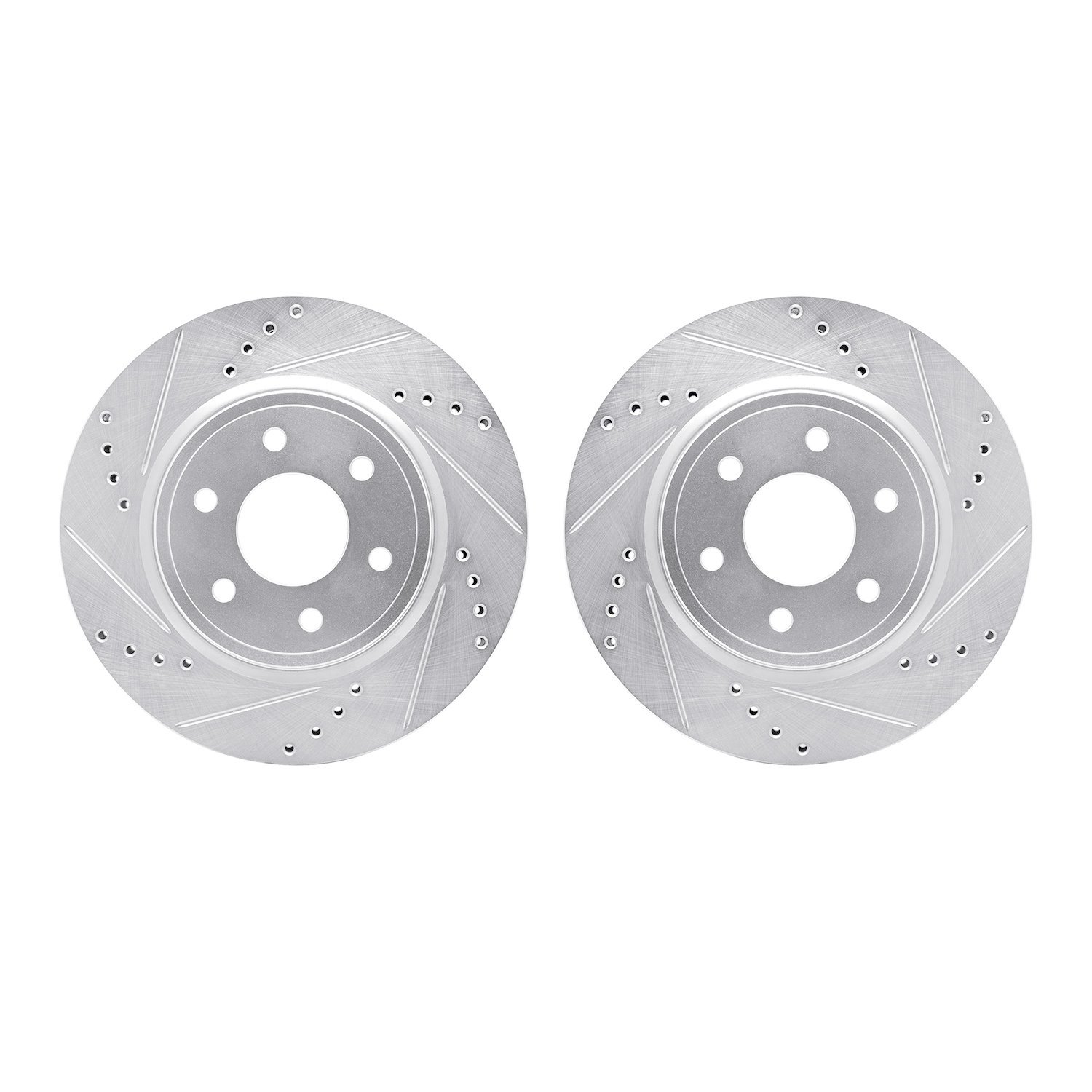 7002-67049 Drilled/Slotted Brake Rotors [Silver], Fits Select Multiple Makes/Models, Position: Front