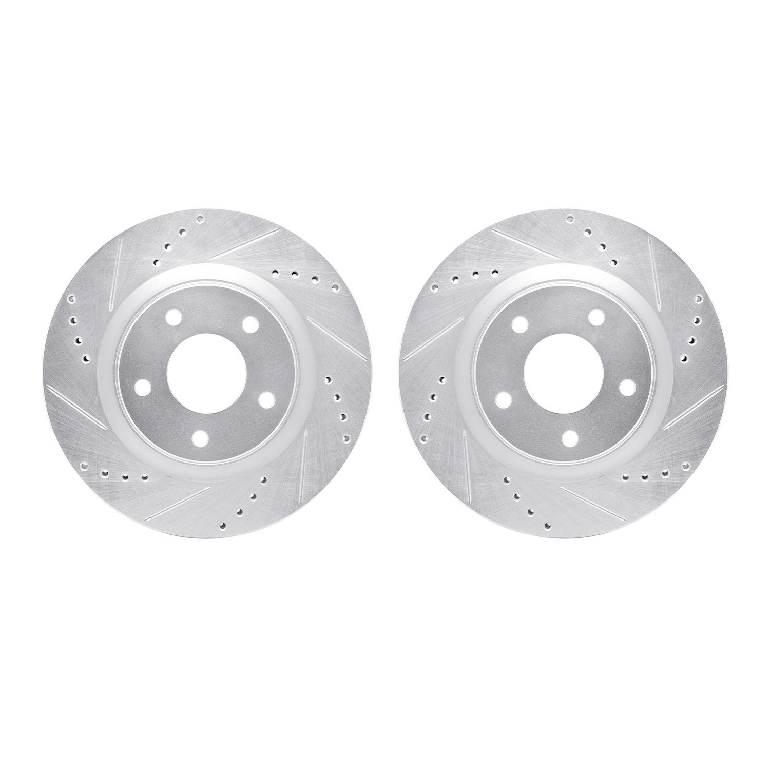 7002-67052 Drilled/Slotted Brake Rotors [Silver], 2011-2019 Infiniti/Nissan, Position: Front