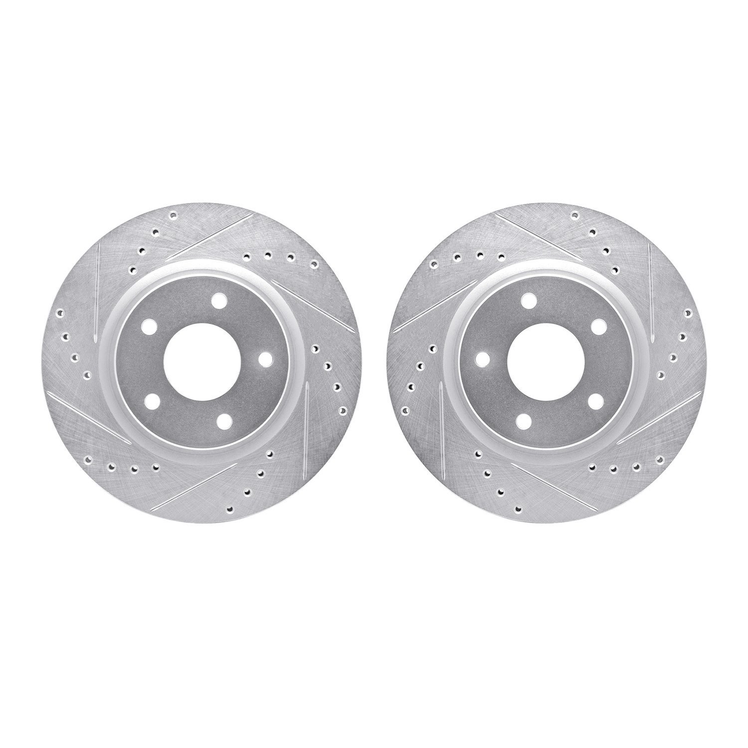 7002-67055 Drilled/Slotted Brake Rotors [Silver], Fits Select Multiple Makes/Models, Position: Front