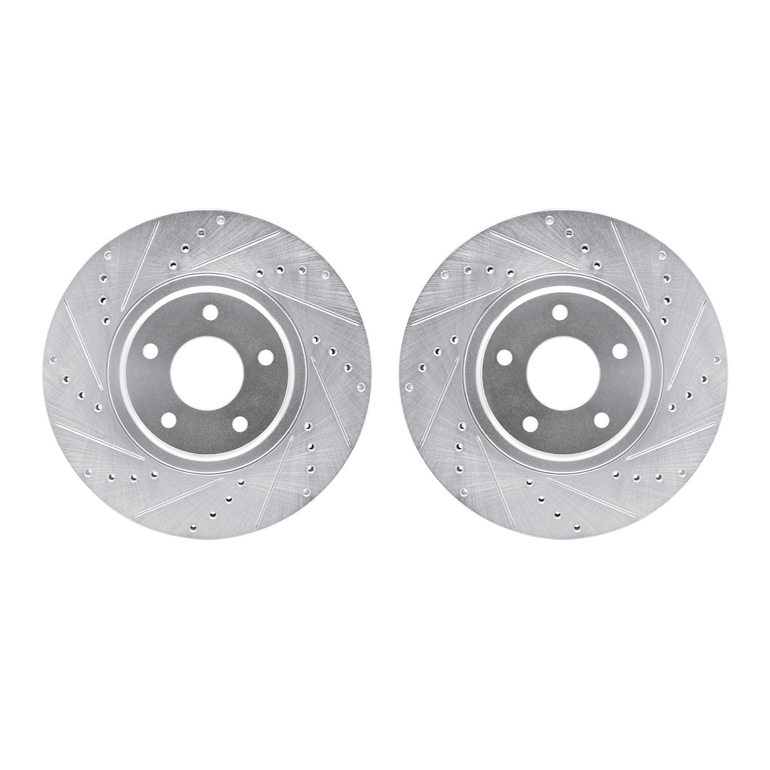 7002-67058 Drilled/Slotted Brake Rotors [Silver], 2003-2005 Infiniti/Nissan, Position: Front