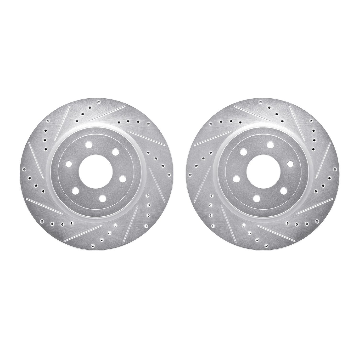 7002-67064 Drilled/Slotted Brake Rotors [Silver], 2008-2011 Infiniti/Nissan, Position: Front