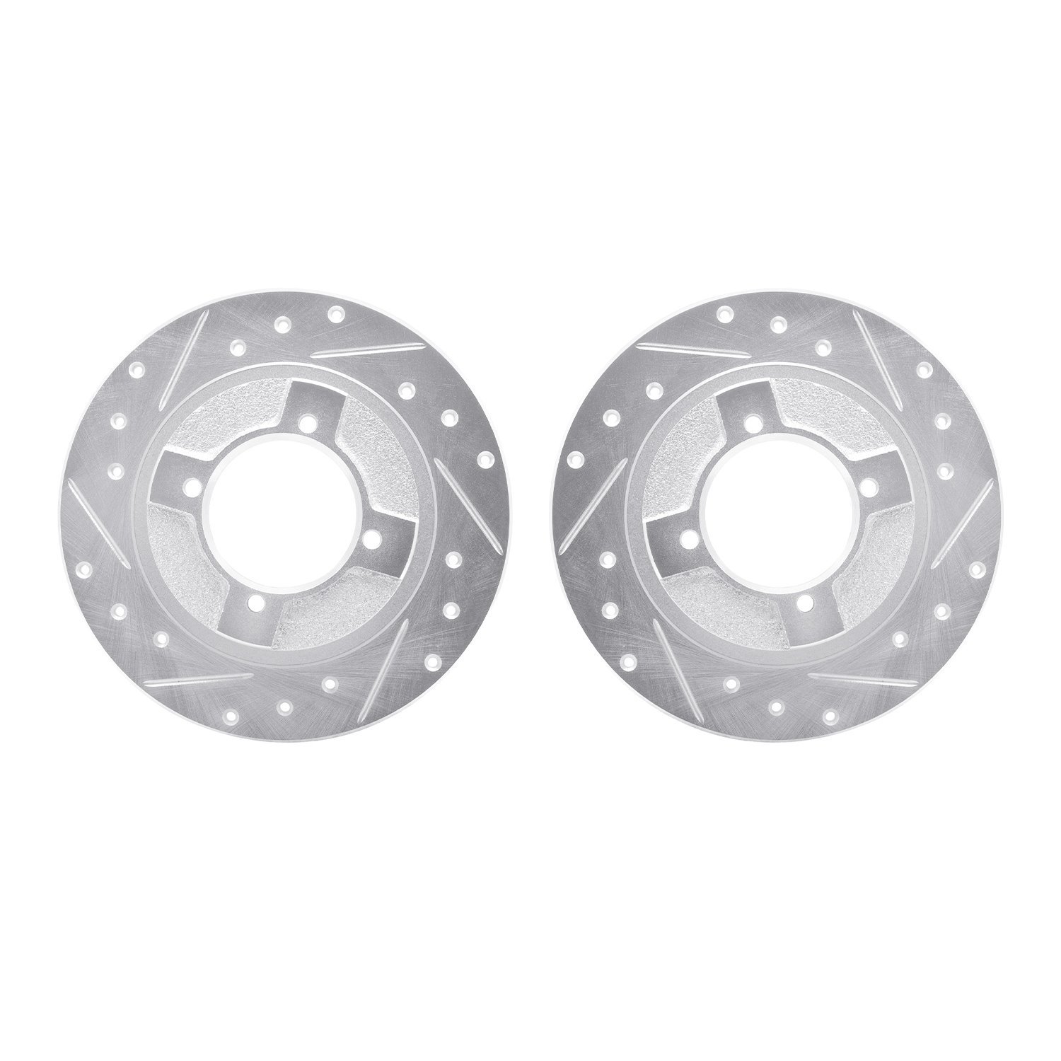 7002-67065 Drilled/Slotted Brake Rotors [Silver], 1982-1986 Infiniti/Nissan, Position: Front