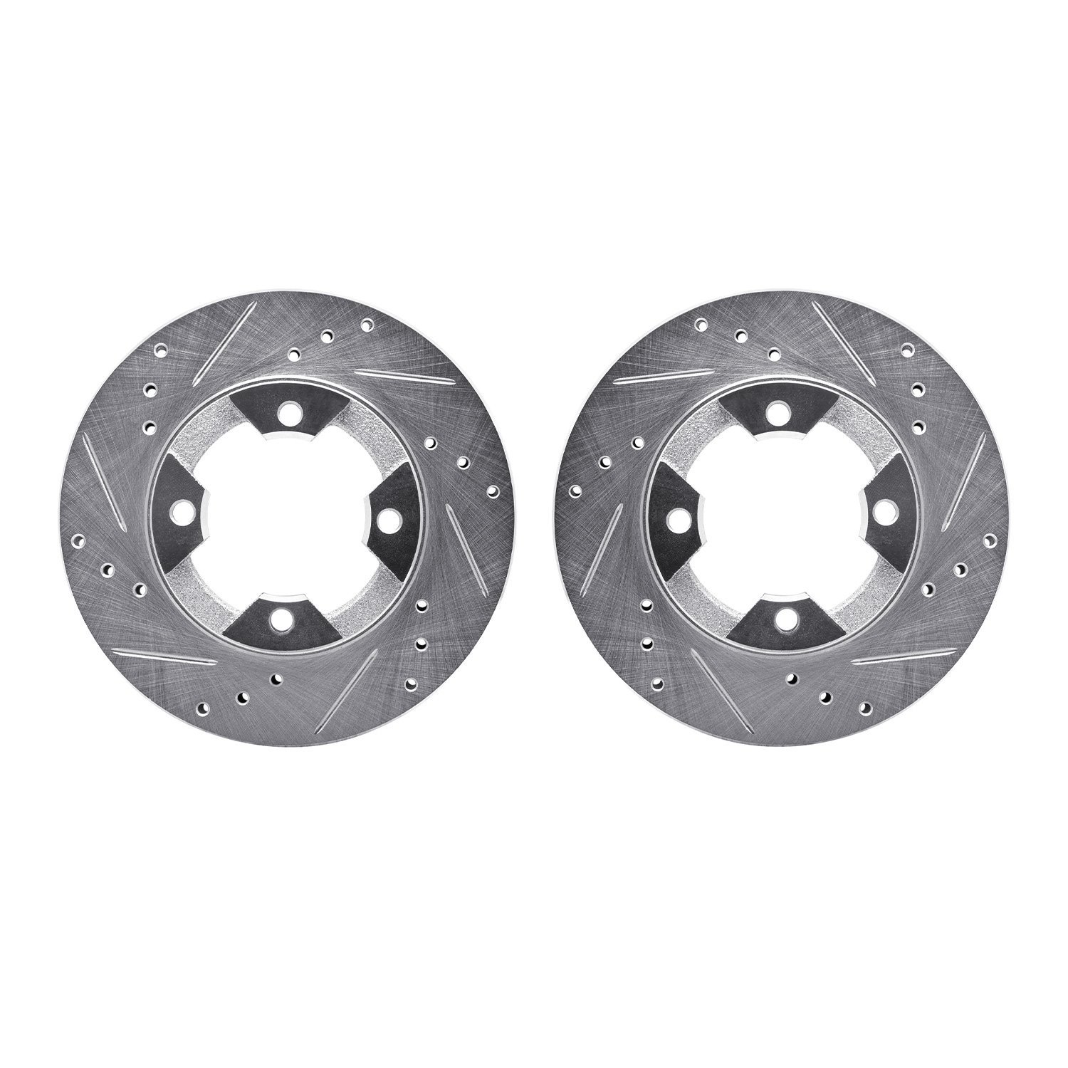 7002-67073 Drilled/Slotted Brake Rotors [Silver], 1982-1986 Infiniti/Nissan, Position: Front