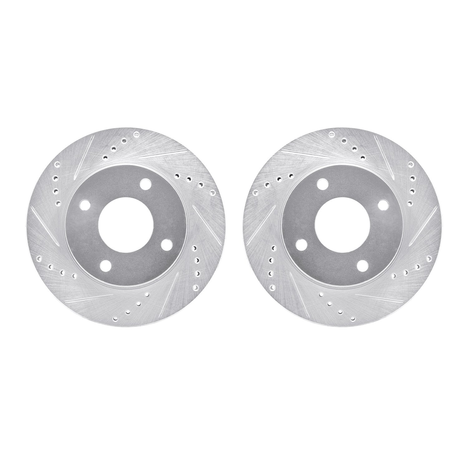 7002-67075 Drilled/Slotted Brake Rotors [Silver], 2007-2017 Infiniti/Nissan, Position: Front