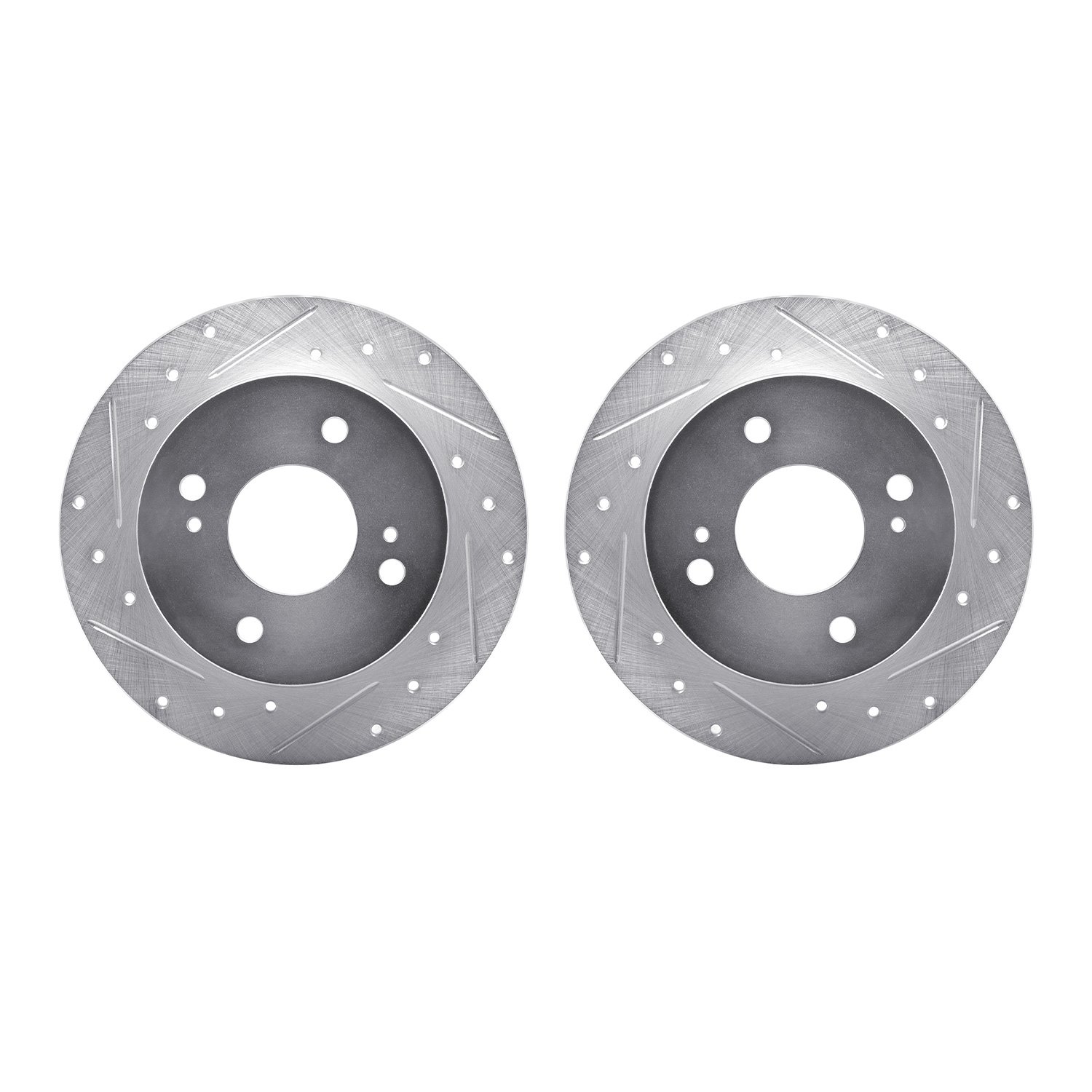 7002-67080 Drilled/Slotted Brake Rotors [Silver], 1990-2006 Infiniti/Nissan, Position: Rear