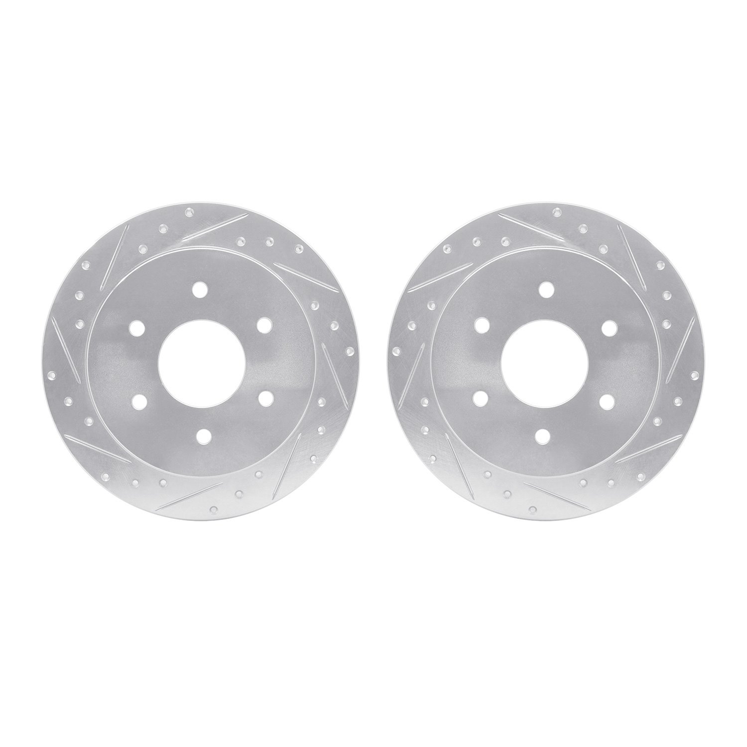 7002-67083 Drilled/Slotted Brake Rotors [Silver], 2004-2015 Infiniti/Nissan, Position: Rear