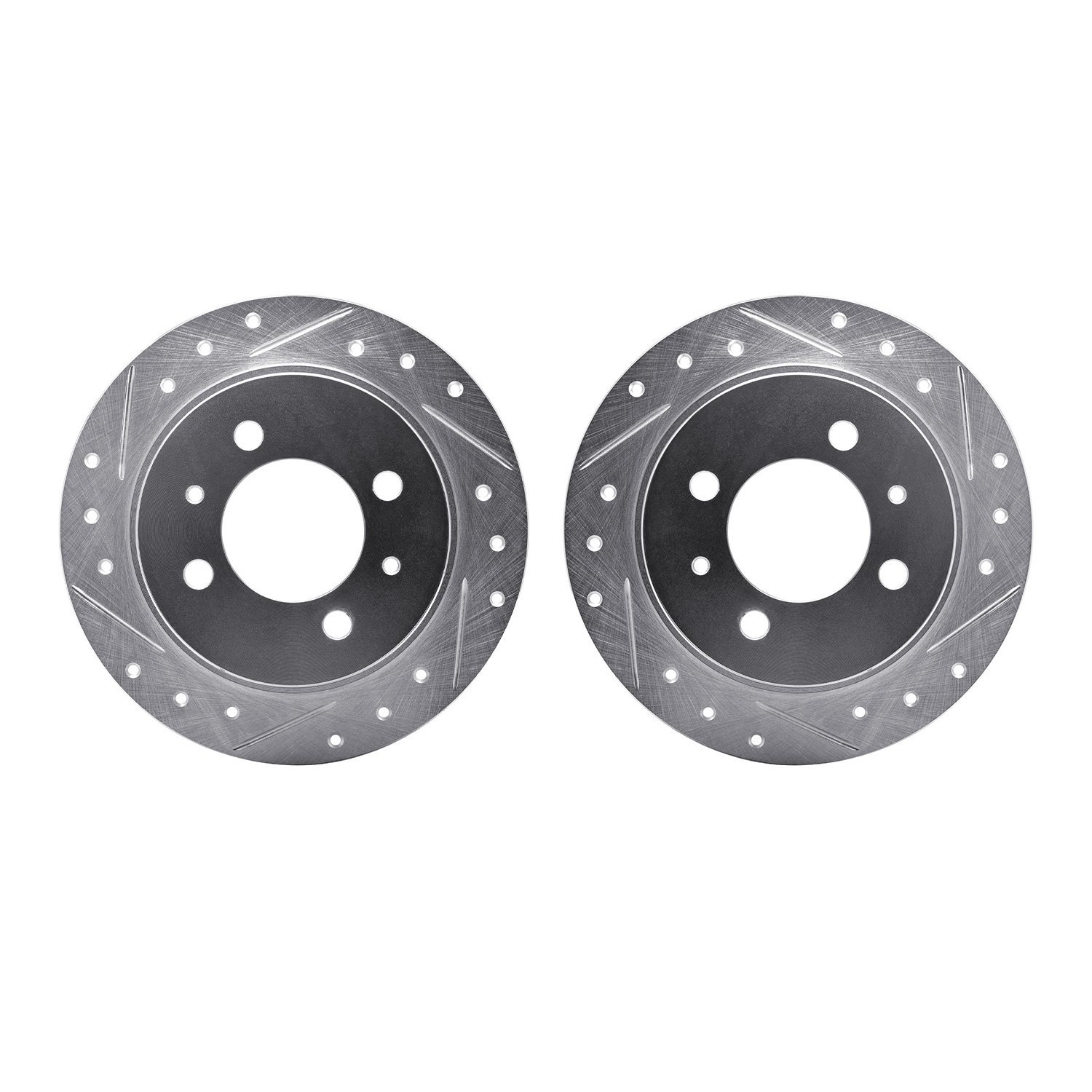 7002-67087 Drilled/Slotted Brake Rotors [Silver], 1991-2006 Infiniti/Nissan, Position: Rear