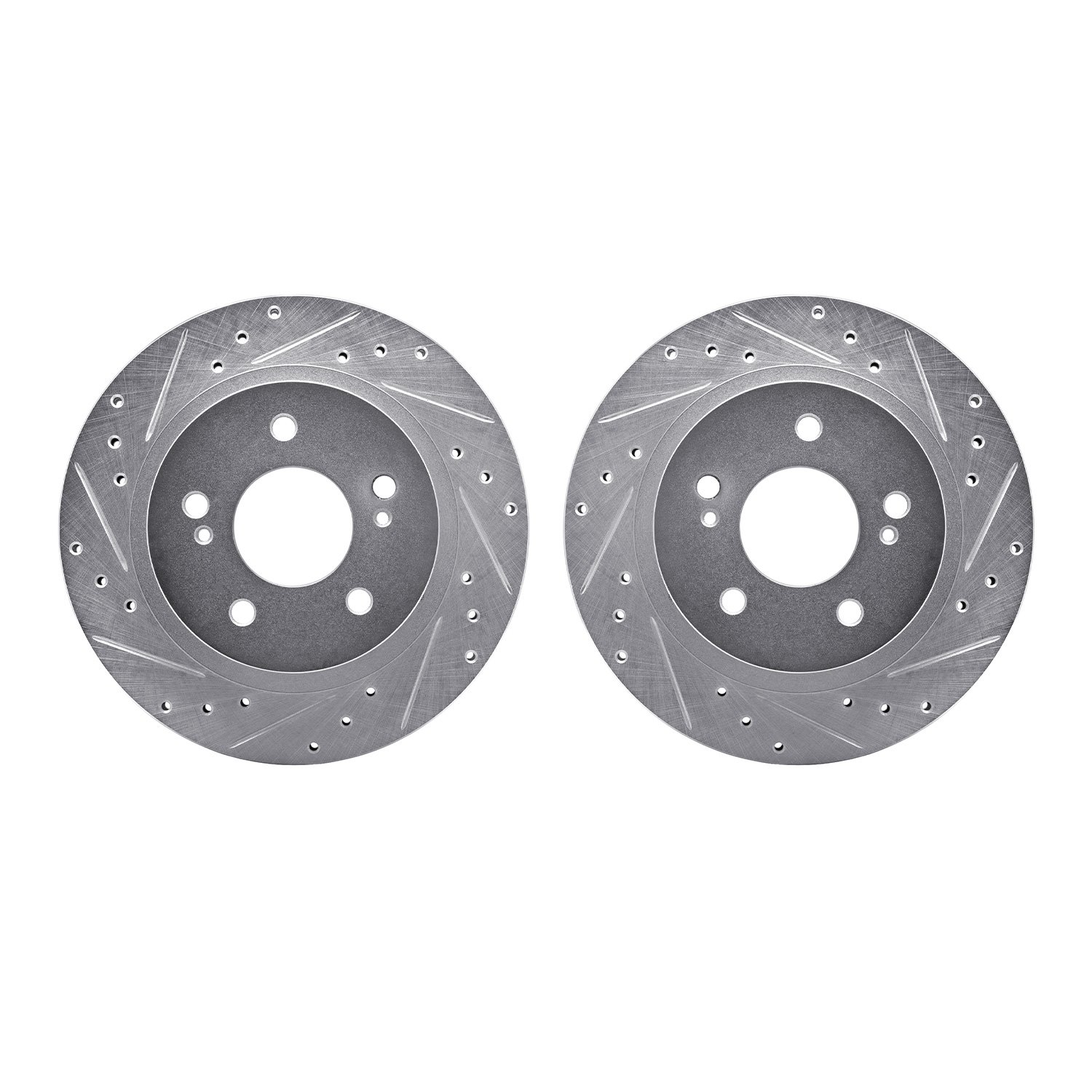 7002-67091 Drilled/Slotted Brake Rotors [Silver], 1987-1989 Infiniti/Nissan, Position: Rear