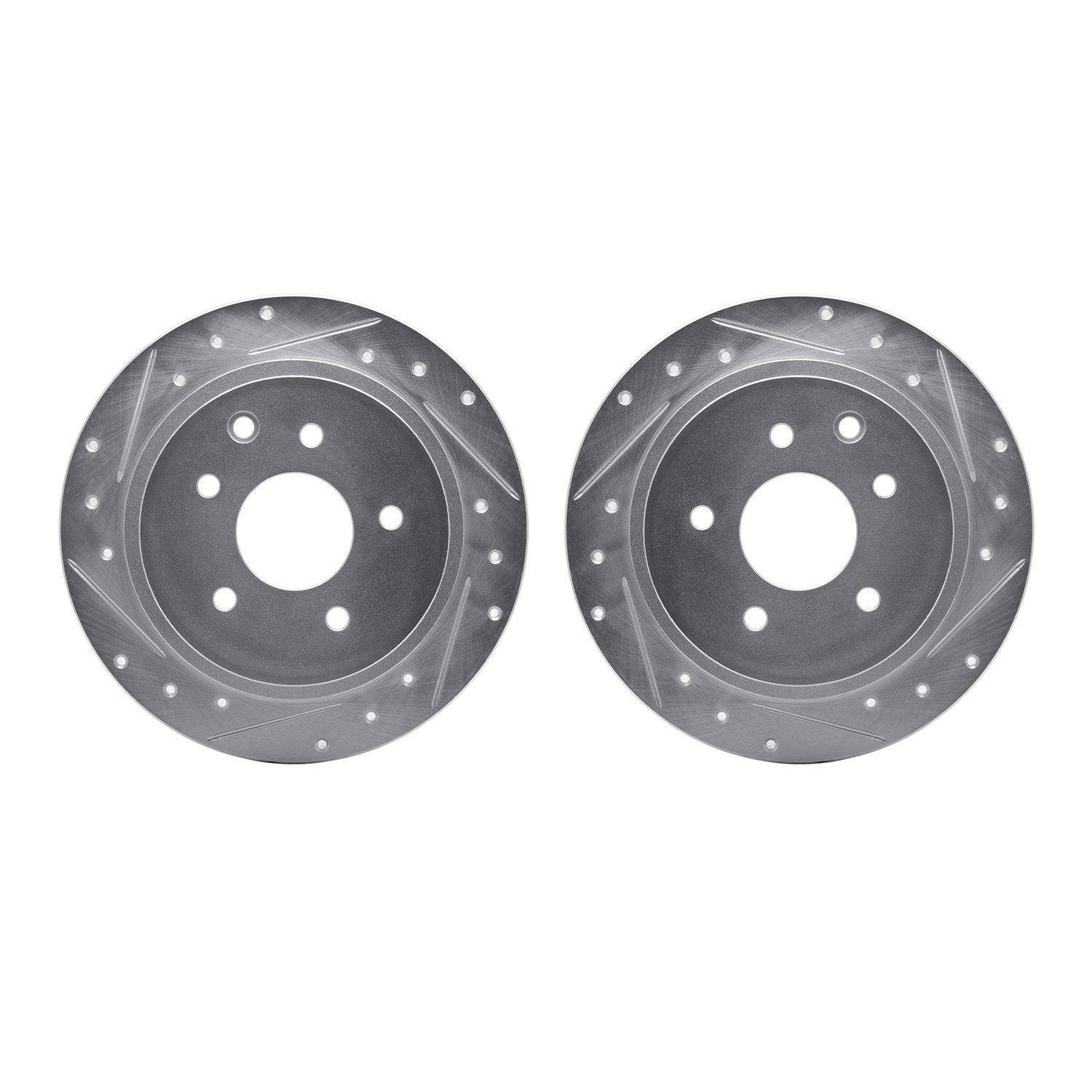7002-67093 Drilled/Slotted Brake Rotors [Silver], Fits Select Multiple Makes/Models, Position: Rear