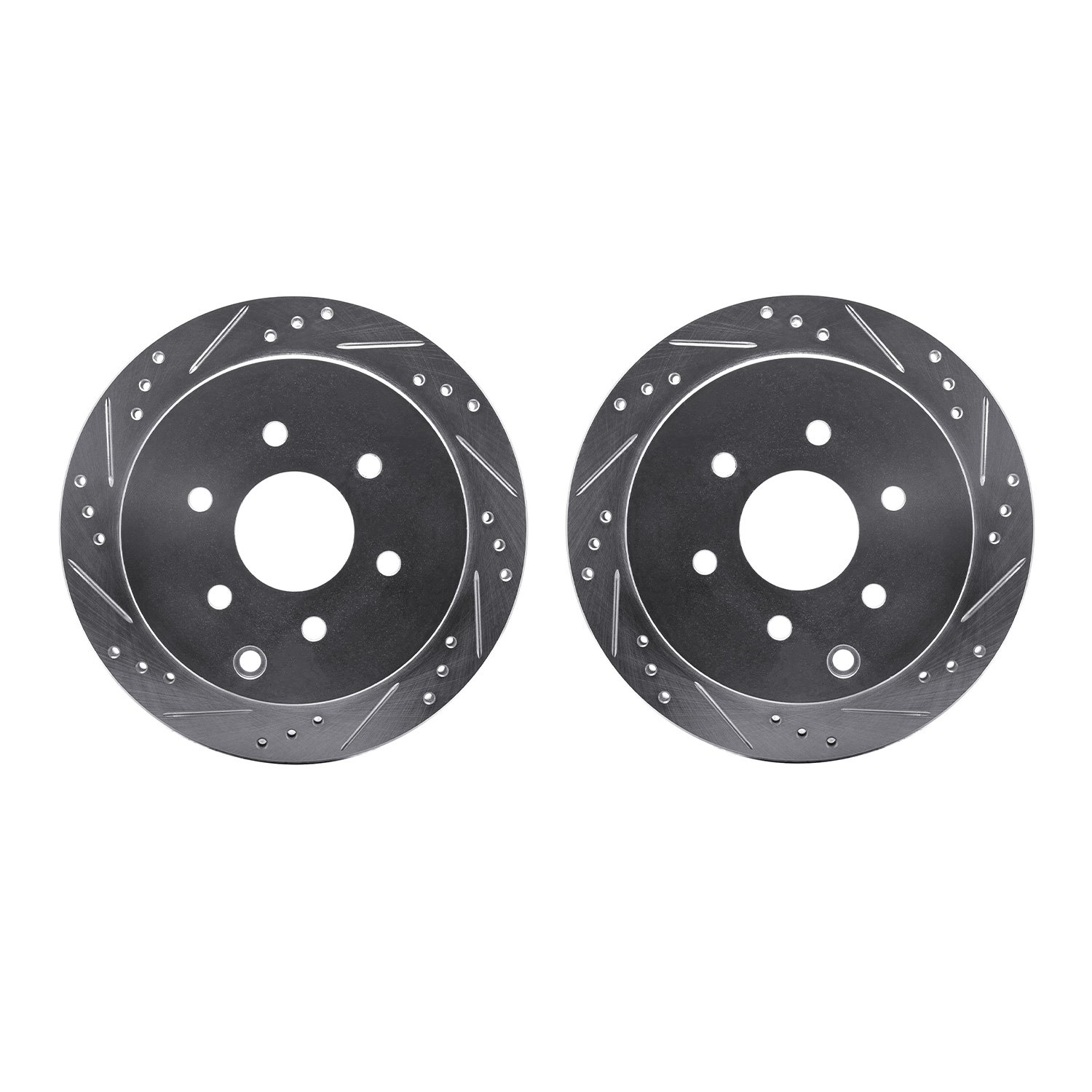 7002-67095 Drilled/Slotted Brake Rotors [Silver], Fits Select Multiple Makes/Models, Position: Rear
