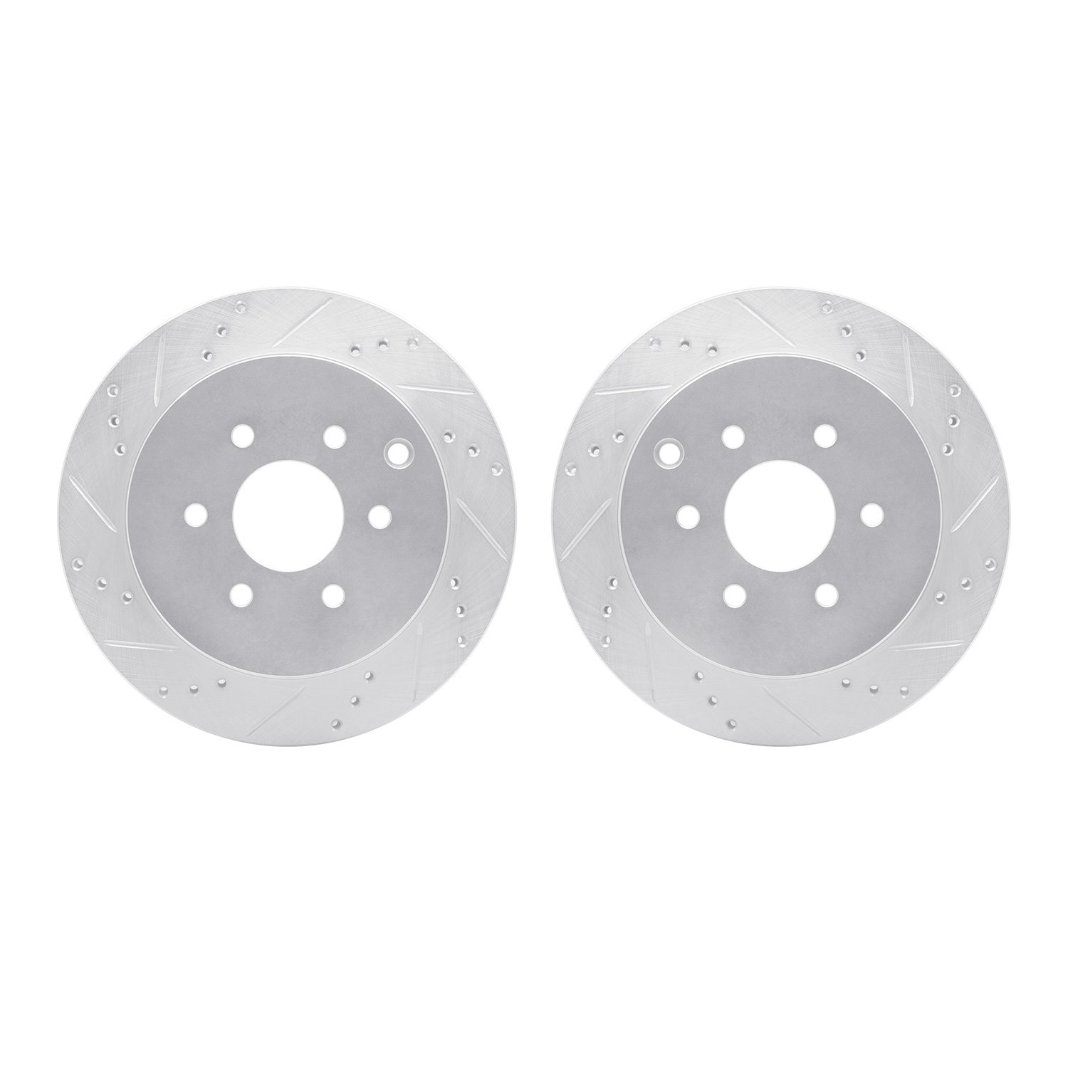 7002-67104 Drilled/Slotted Brake Rotors [Silver], 2005-2012 Infiniti/Nissan, Position: Rear