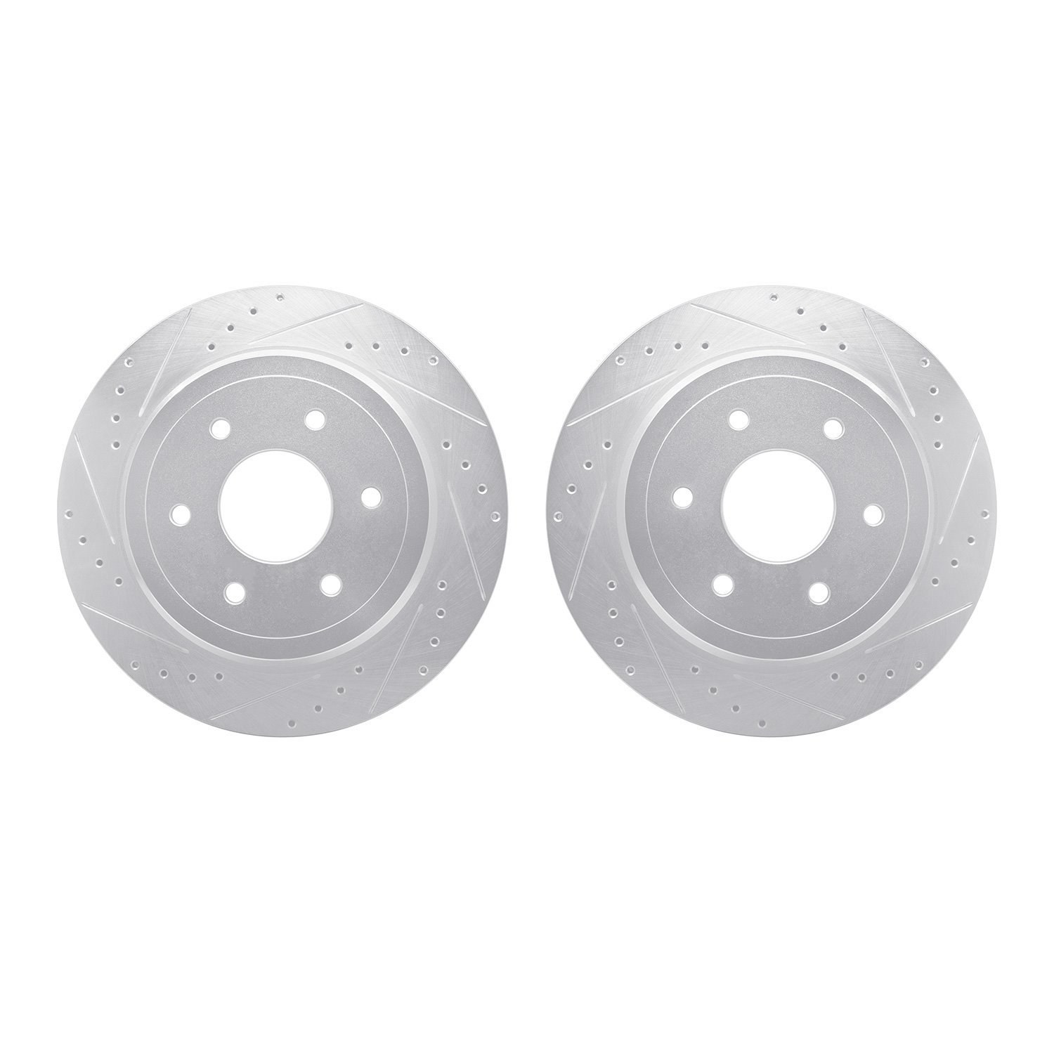 7002-67108 Drilled/Slotted Brake Rotors [Silver], Fits Select Infiniti/Nissan, Position: Rear