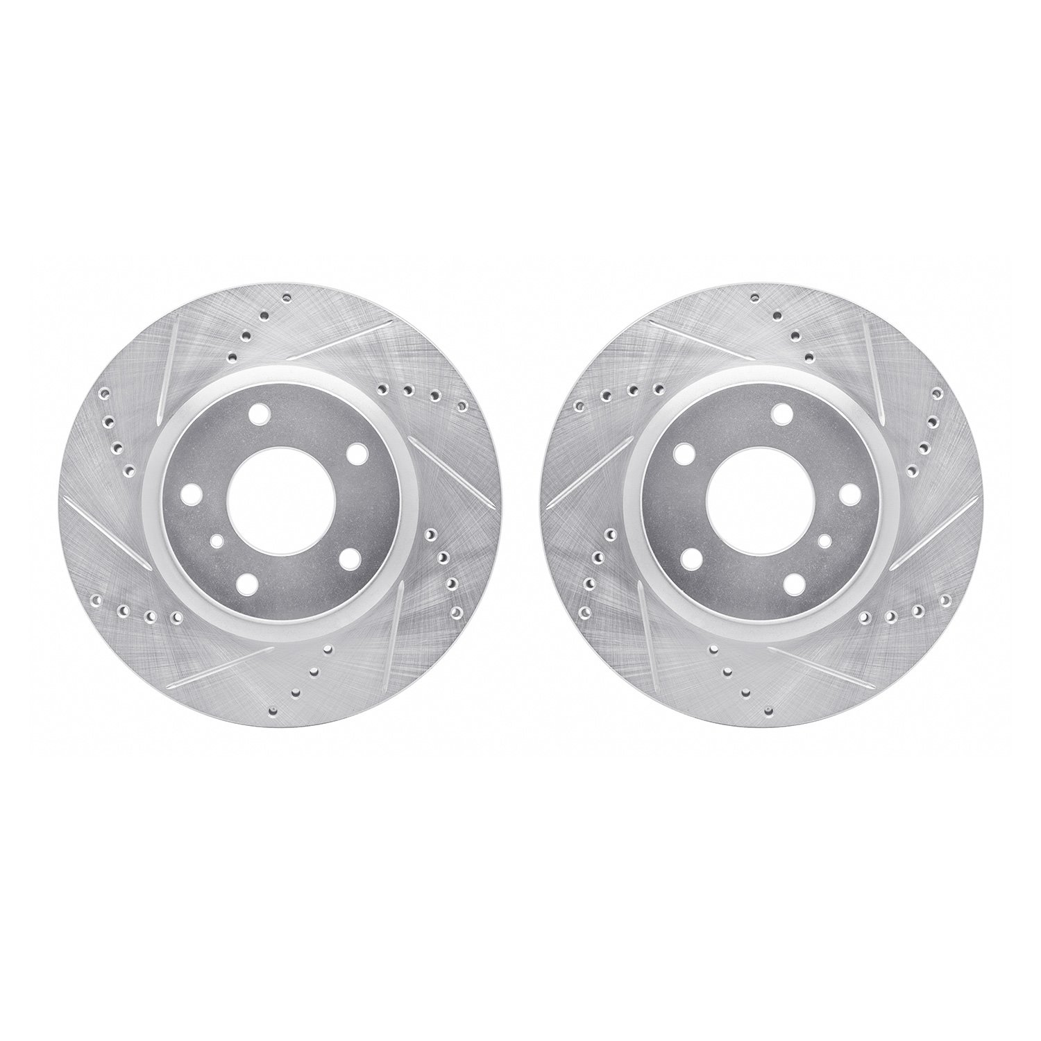 7002-68002 Drilled/Slotted Brake Rotors [Silver], 2003-2005 Infiniti/Nissan, Position: Front