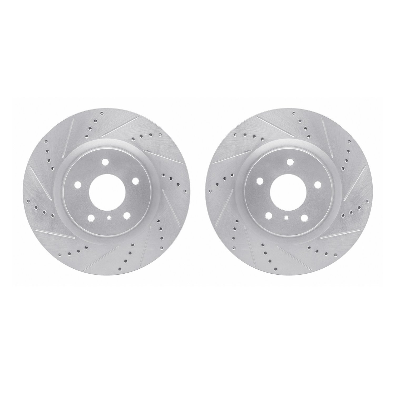 7002-68003 Drilled/Slotted Brake Rotors [Silver], 2003-2008 Infiniti/Nissan, Position: Front
