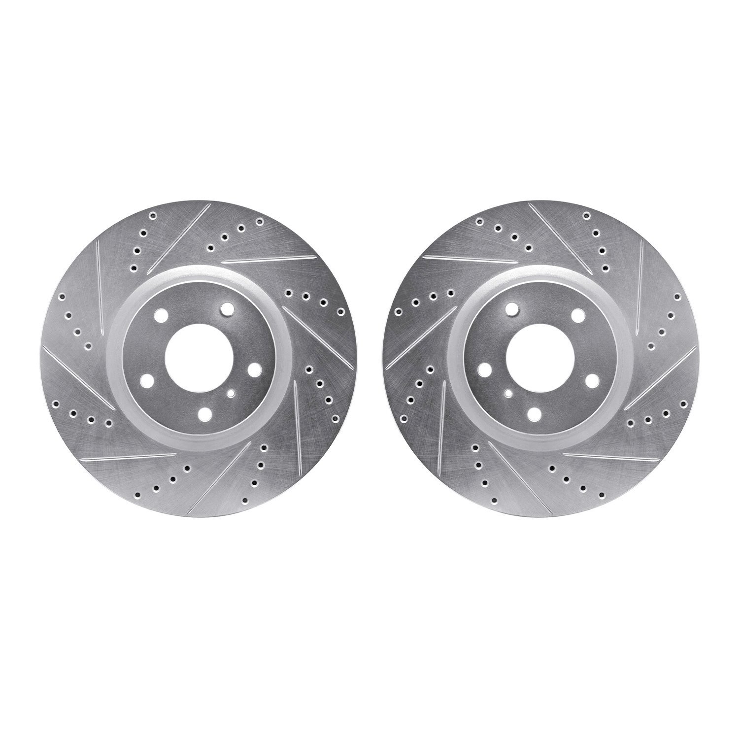 7002-68004 Drilled/Slotted Brake Rotors [Silver], 2007-2015 Infiniti/Nissan, Position: Front