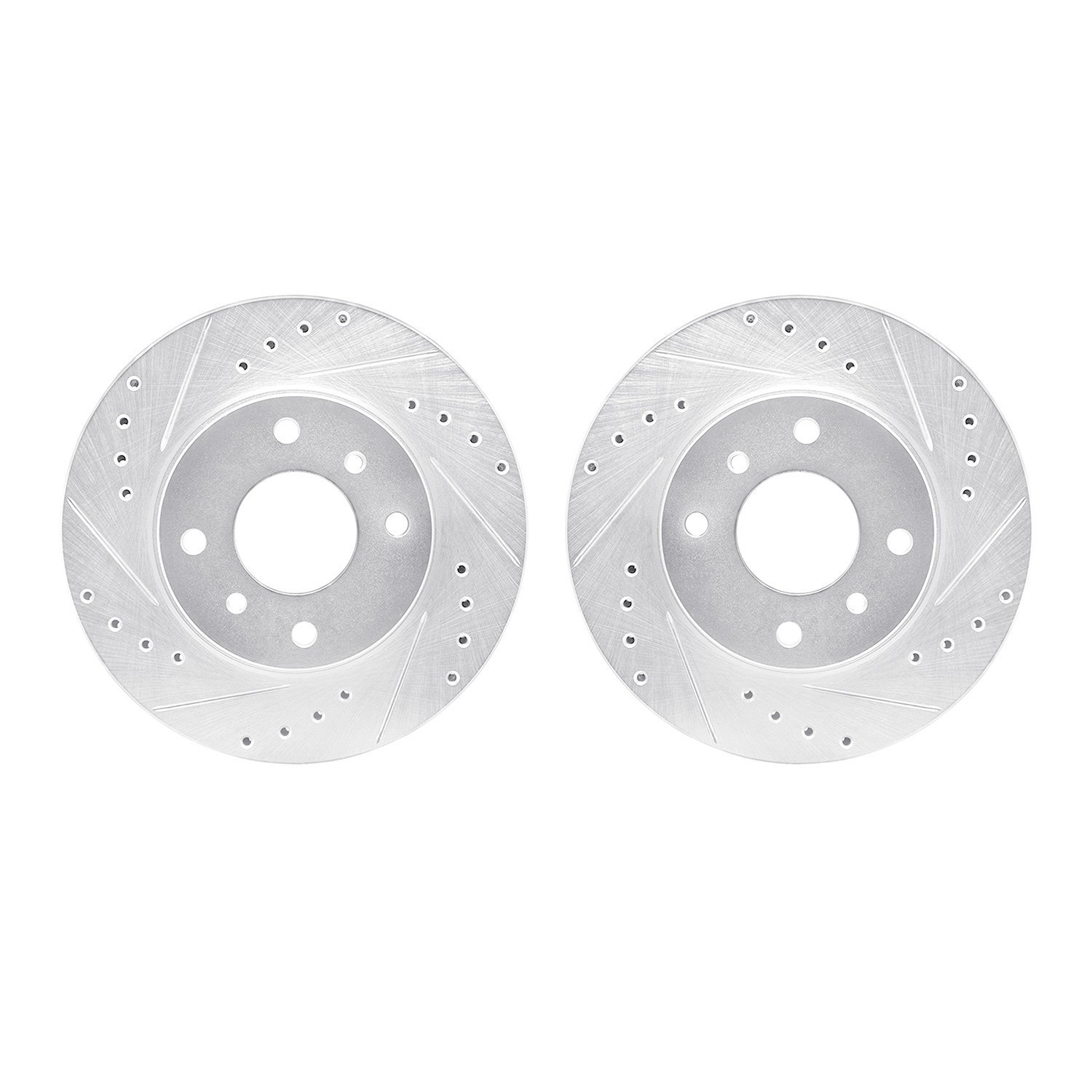 7002-68006 Drilled/Slotted Brake Rotors [Silver], 1990-1992 Infiniti/Nissan, Position: Front