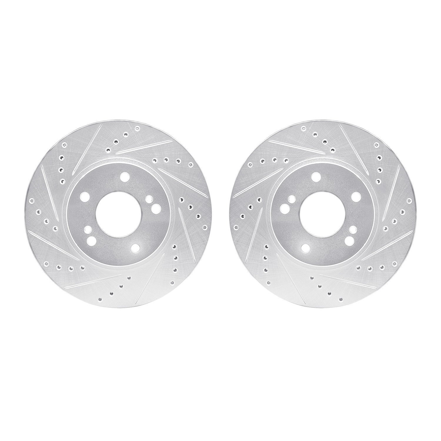 7002-68007 Drilled/Slotted Brake Rotors [Silver], 1997-2001 Infiniti/Nissan, Position: Front