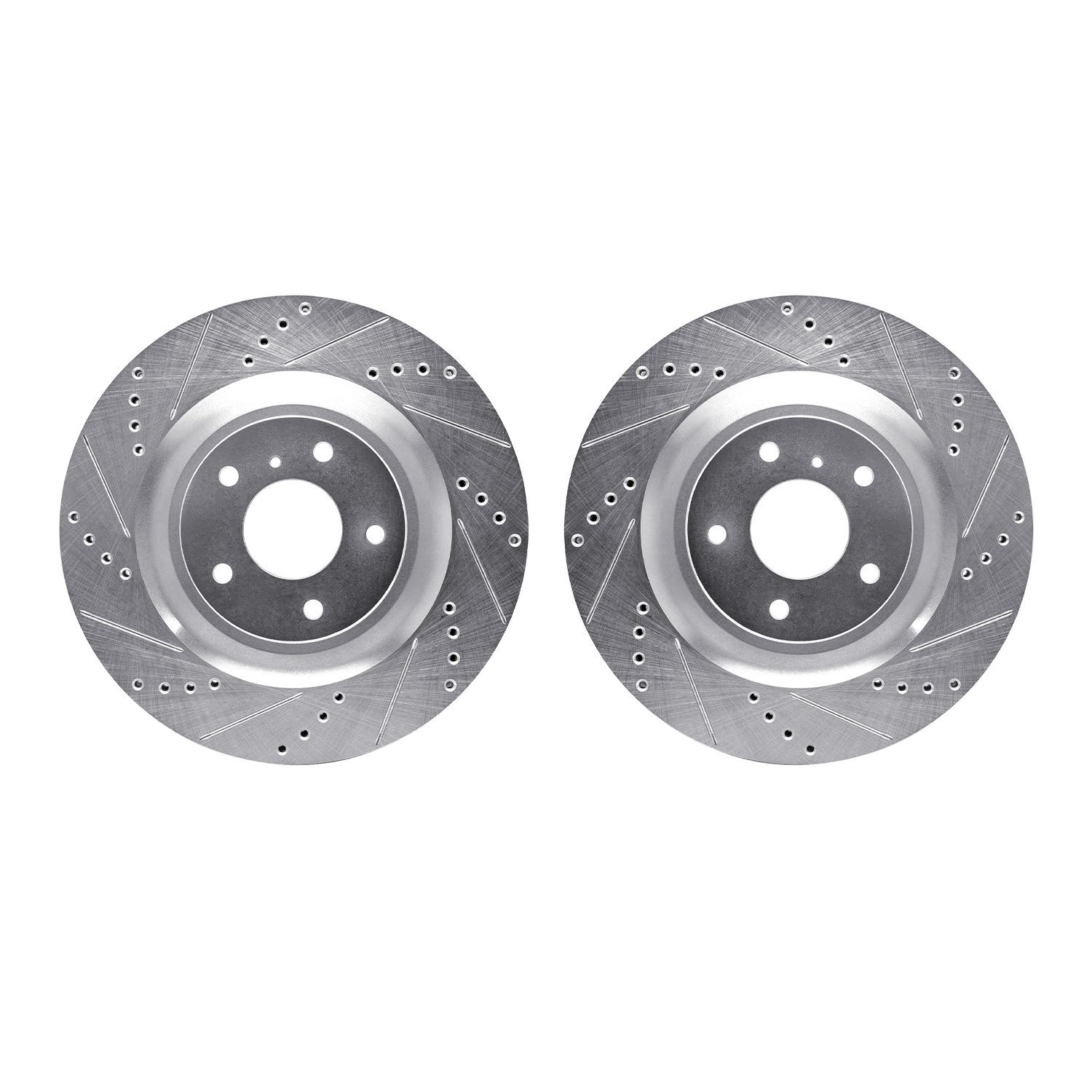 7002-68008 Drilled/Slotted Brake Rotors [Silver], Fits Select Infiniti/Nissan, Position: Front