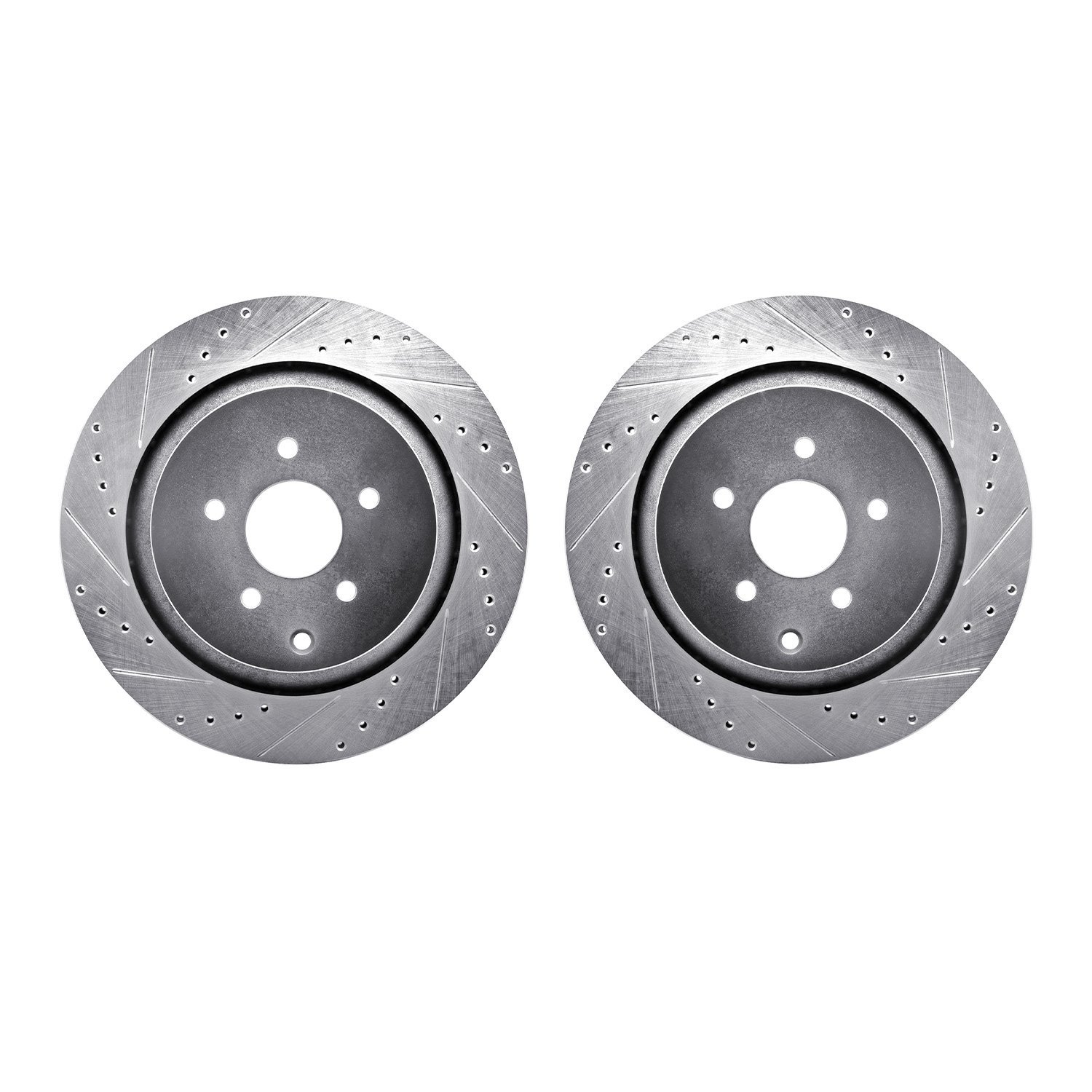 7002-68010 Drilled/Slotted Brake Rotors [Silver], Fits Select Infiniti/Nissan, Position: Rear