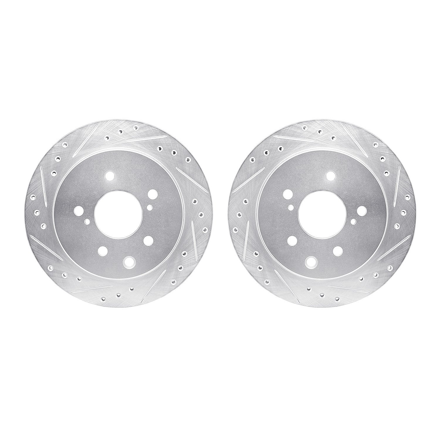 7002-68014 Drilled/Slotted Brake Rotors [Silver], 1993-2001 Infiniti/Nissan, Position: Rear